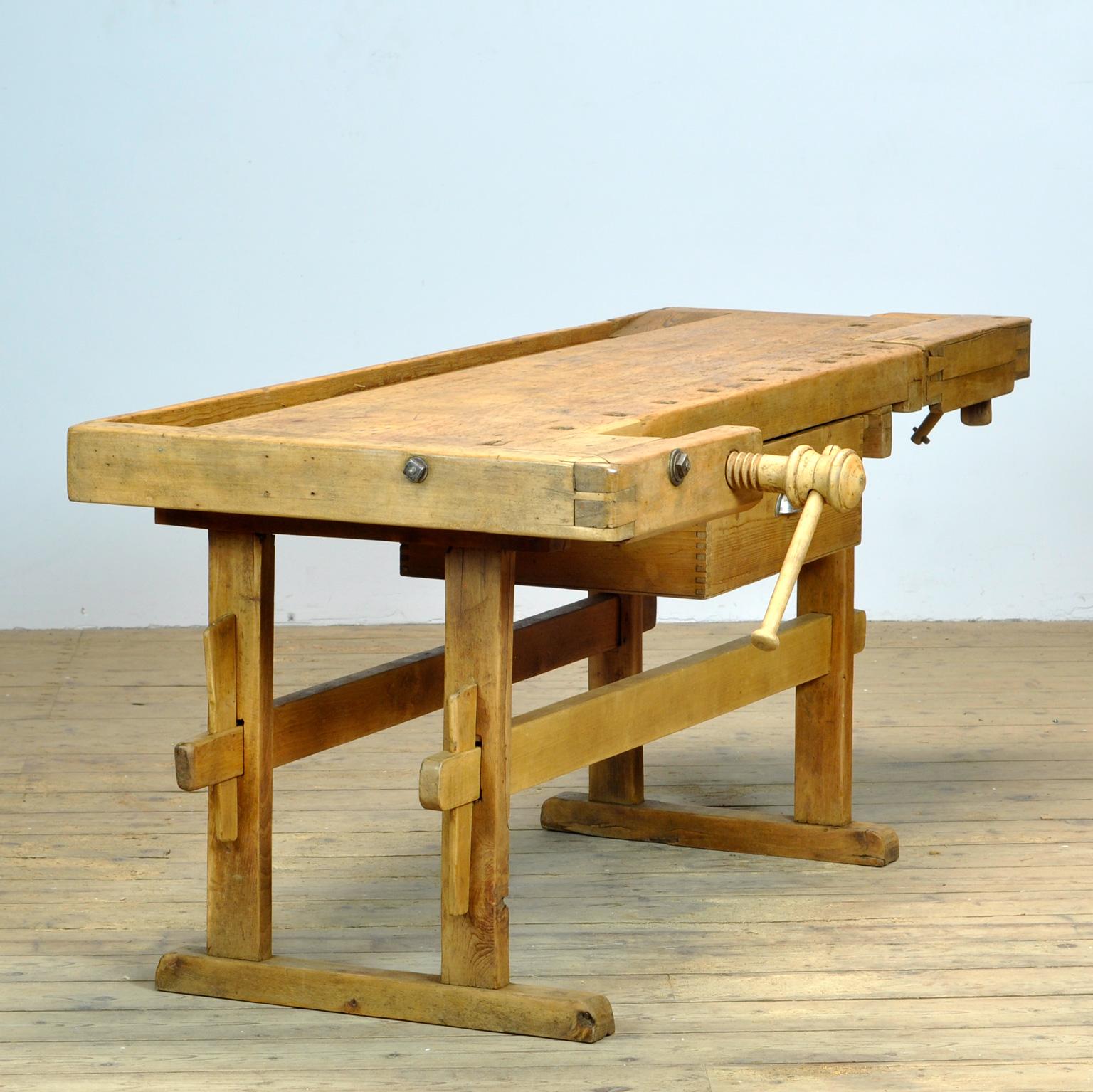 Industriel Établi de menuisier en Oak, vers 1900