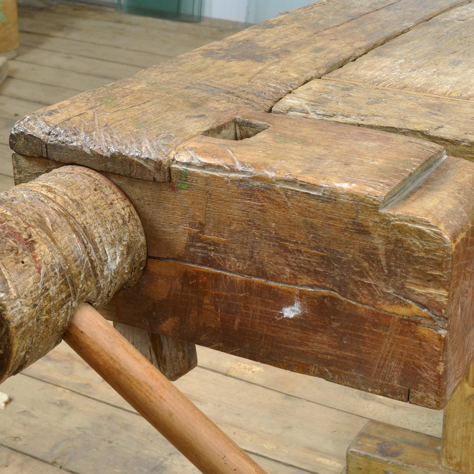 French Carpenters Oak Workbench, circa 1900