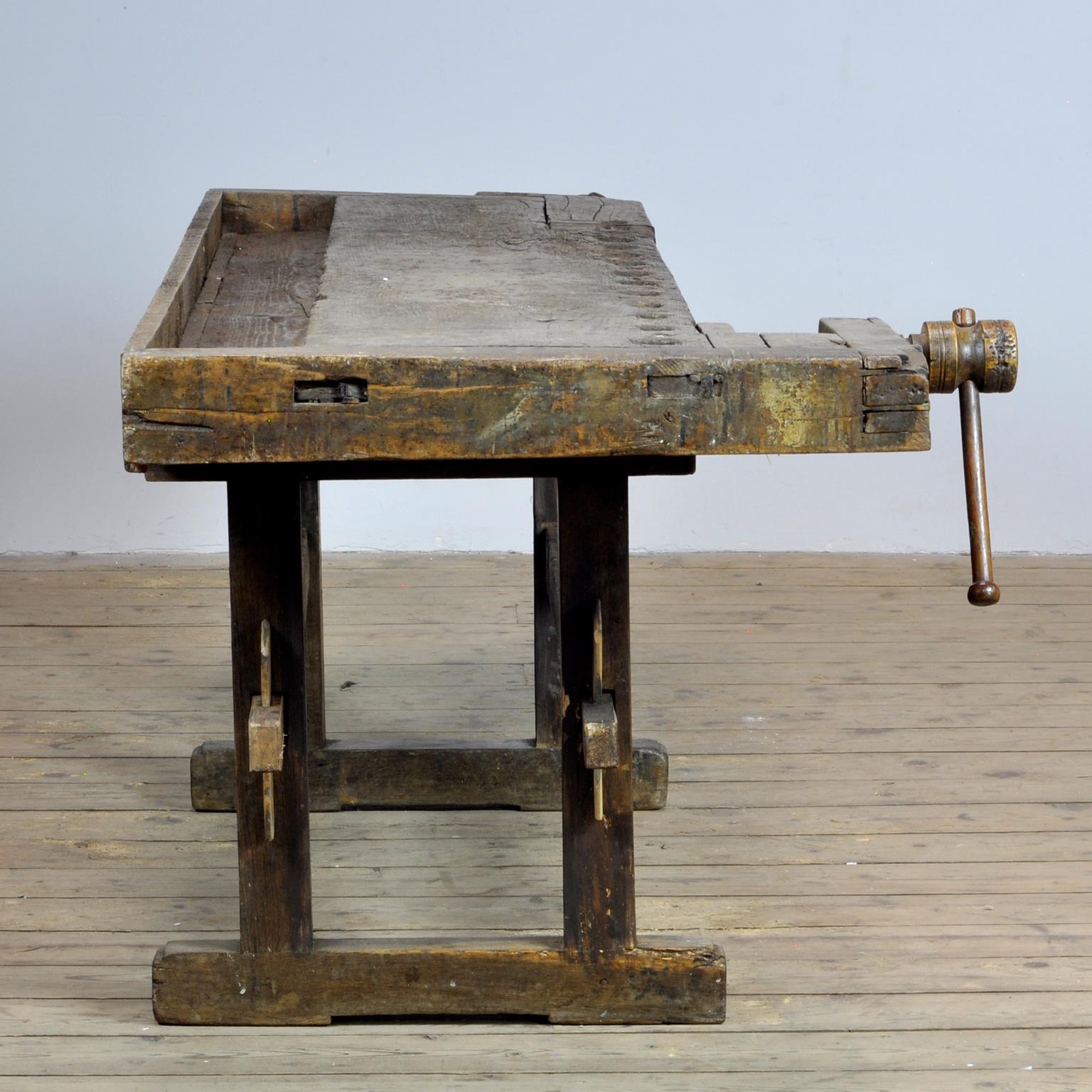 Hungarian Carpenters Oak Workbench, circa 1900