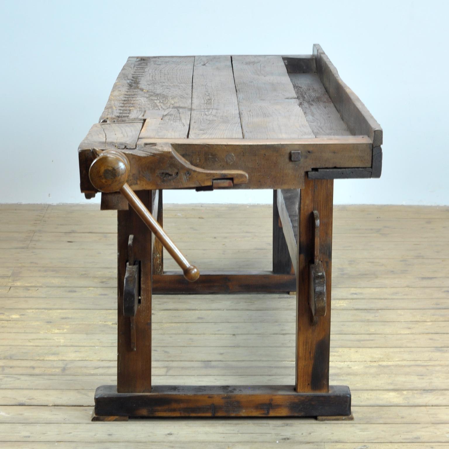 German Carpenters Oak Workbench, circa 1900