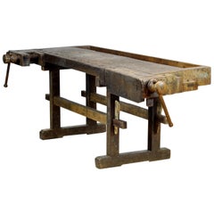 Antique Carpenters Oak Workbench, circa 1900