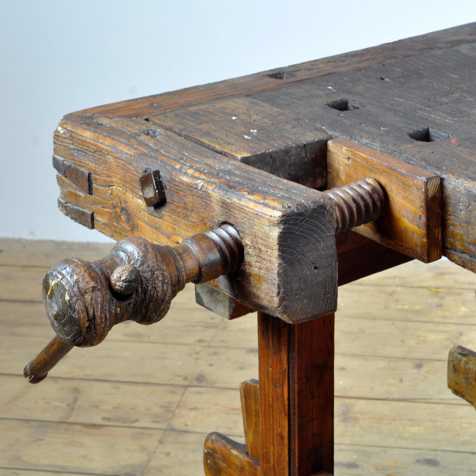 Carpenters Oak Workbench, circa 1920 6