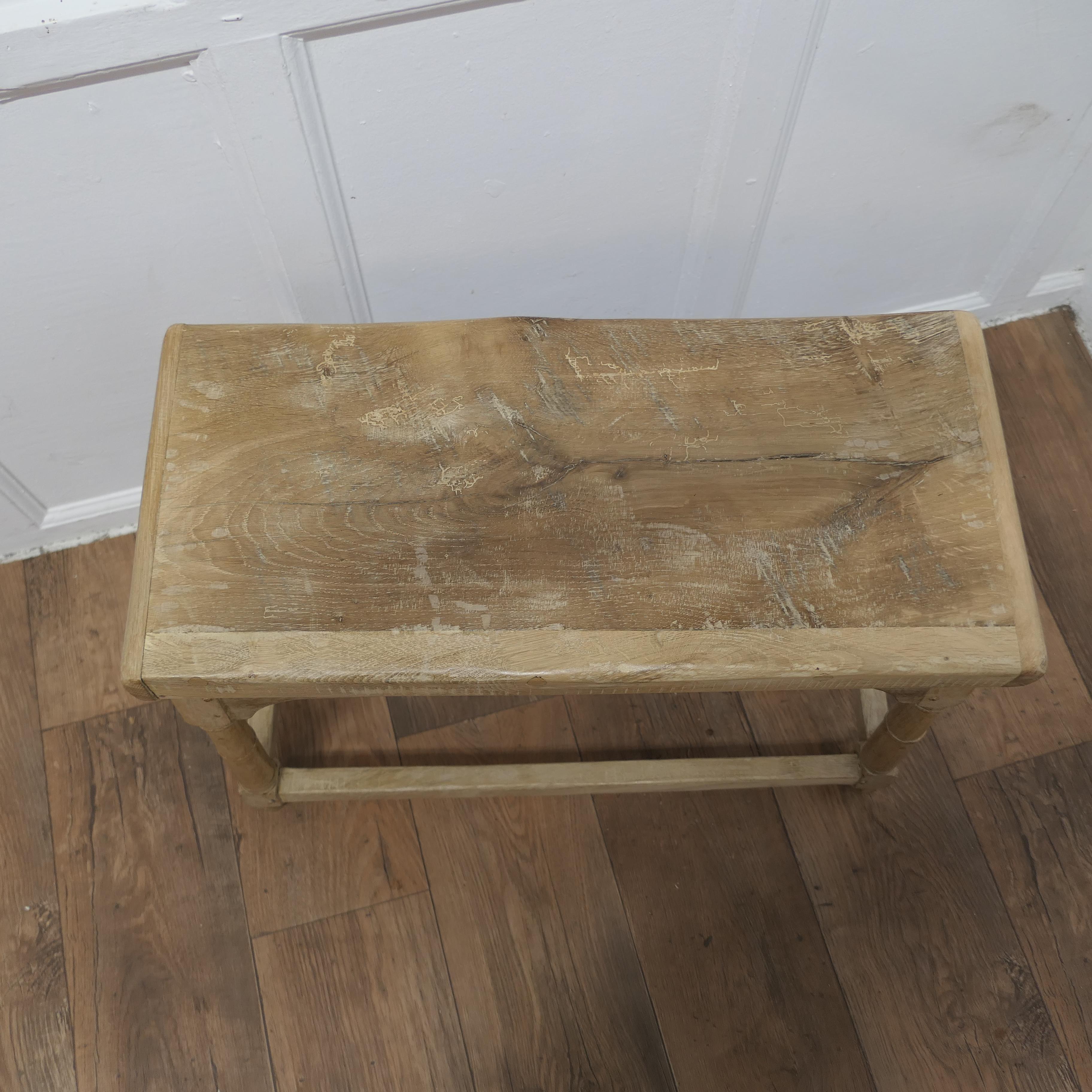 Mid-19th Century Carpenters Rustic Bleached Oak Joint Stool  This is a wonderful piece  For Sale