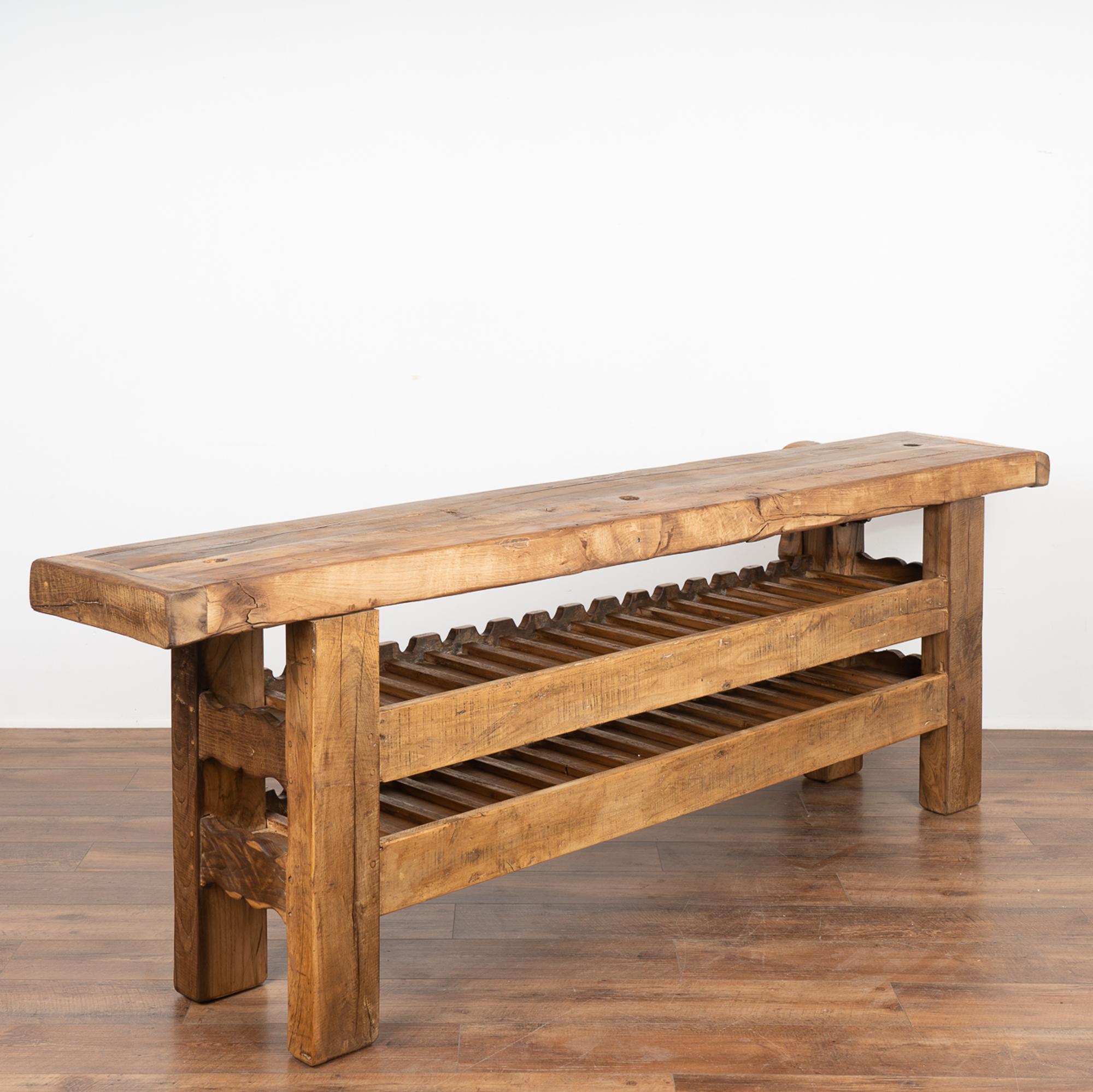 Carpenters Rustic Work Table Console Wine Rack, France circa 1880 6