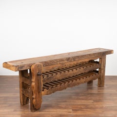 Carpenters Rustic Work Table Console Wine Rack, France circa 1880