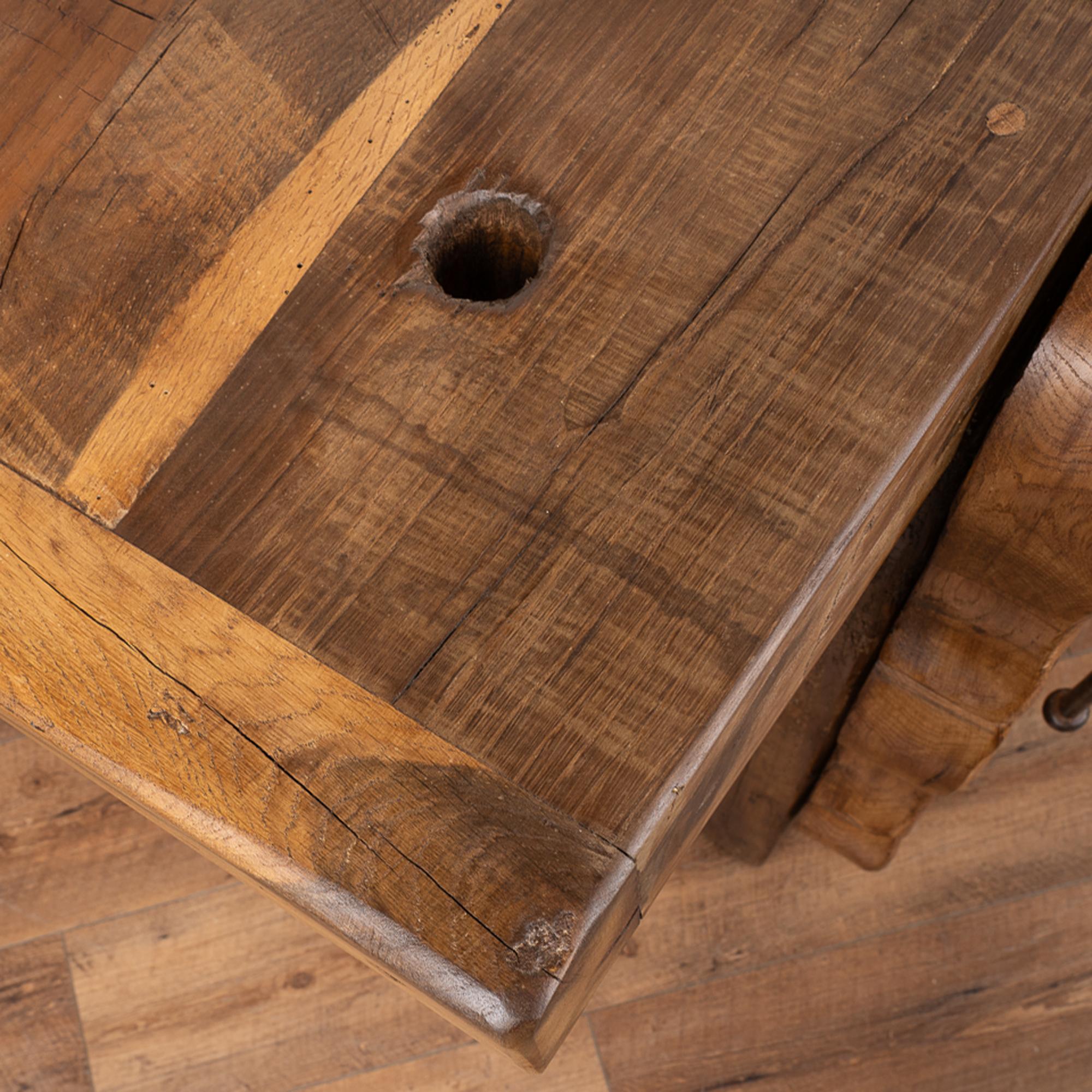 Wood Carpenters Rustic Work Table Console Wine Rack, France circa 1880