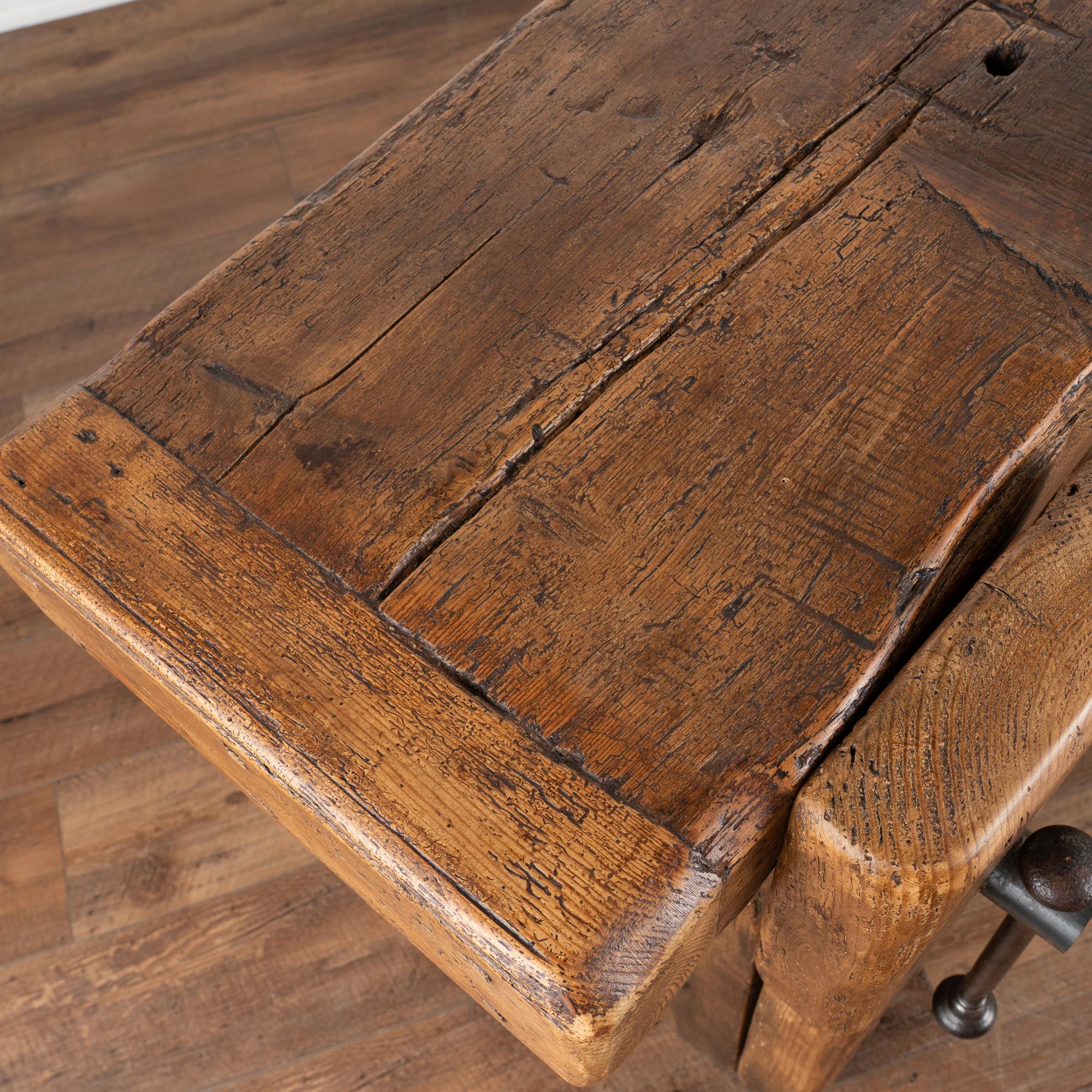 Carpenter's Workbench Console Table With Wine Rack from France, circa 1880 3
