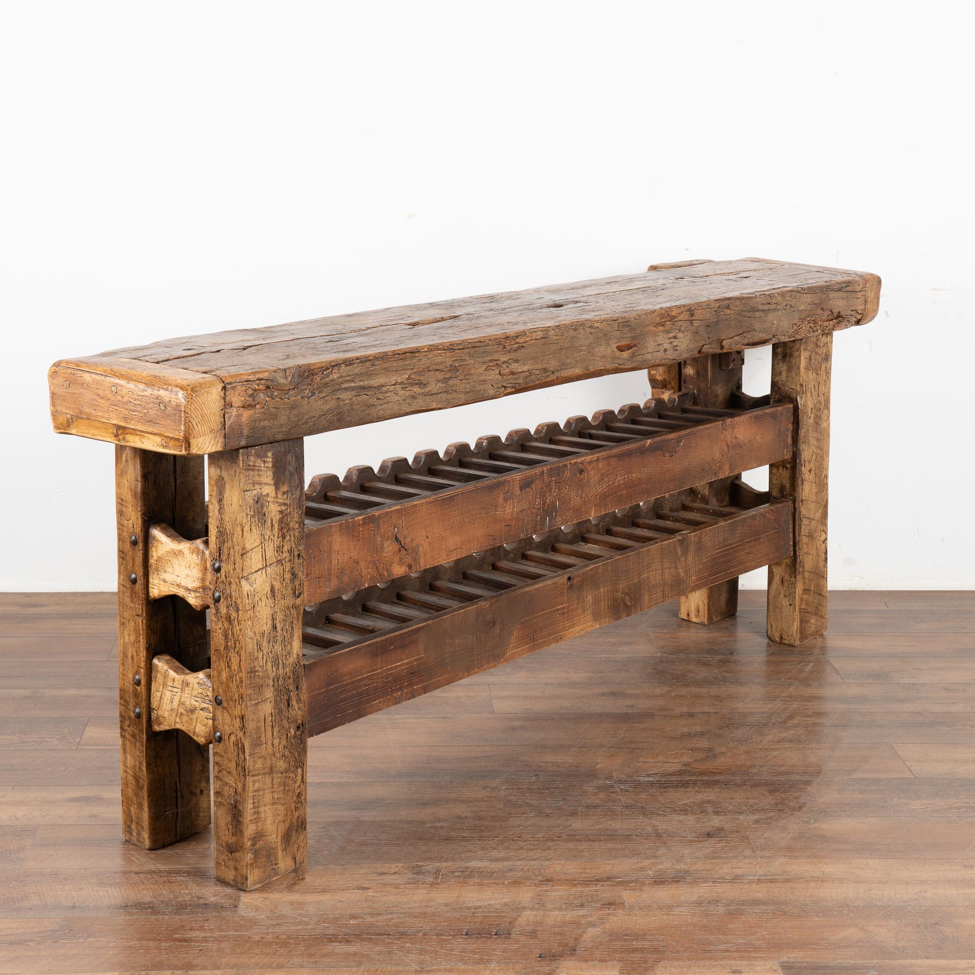 Carpenter's Workbench Console Table With Wine Rack from France, circa 1880 5