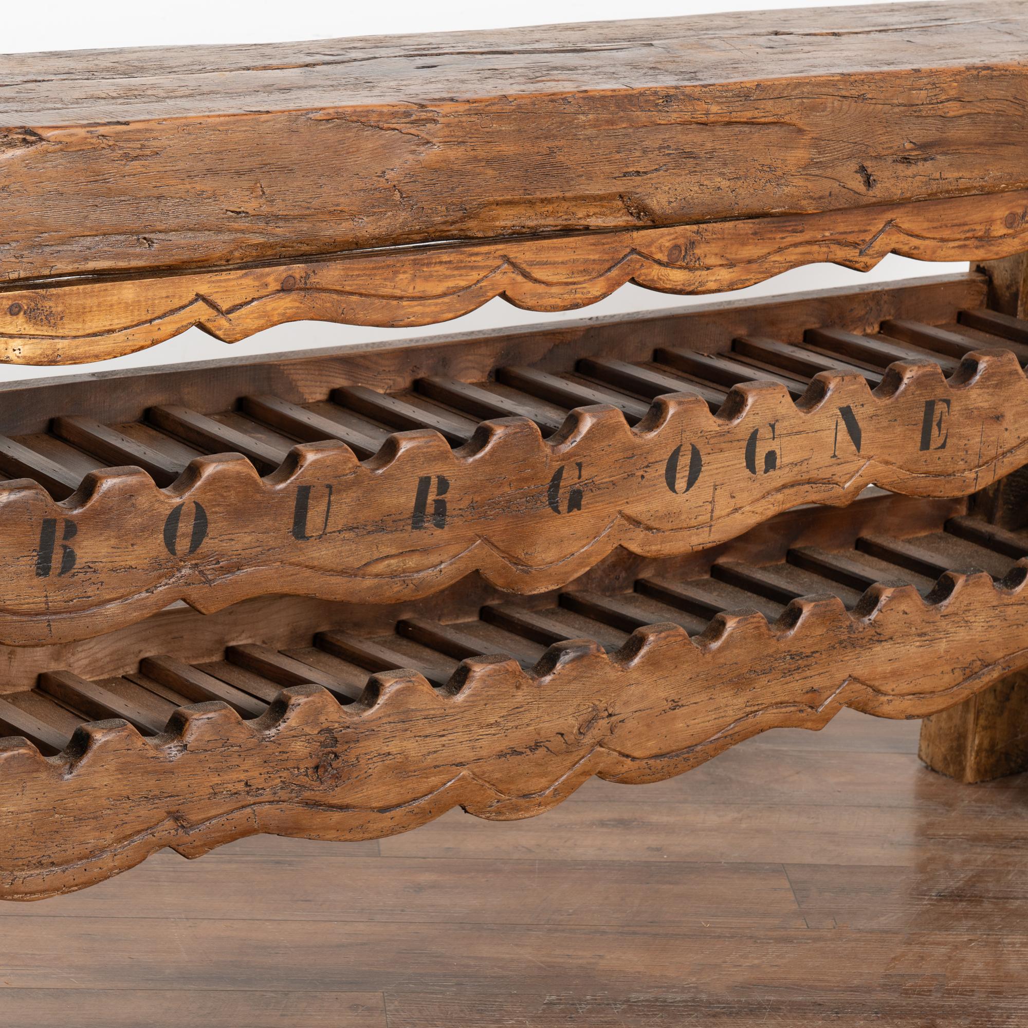 19th Century Carpenter's Workbench Console Table With Wine Rack from France, circa 1880