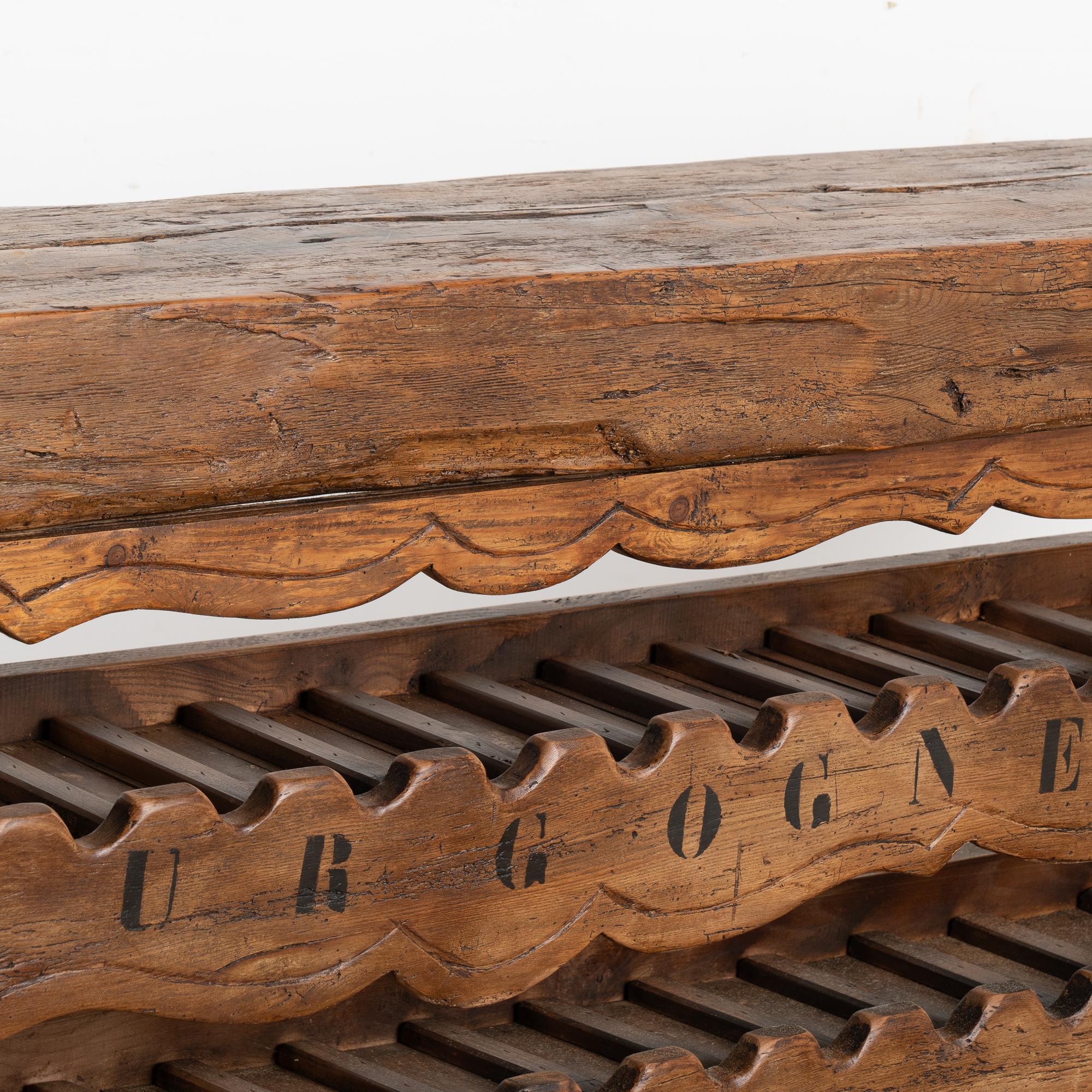 Metal Carpenter's Workbench Console Table With Wine Rack from France, circa 1880