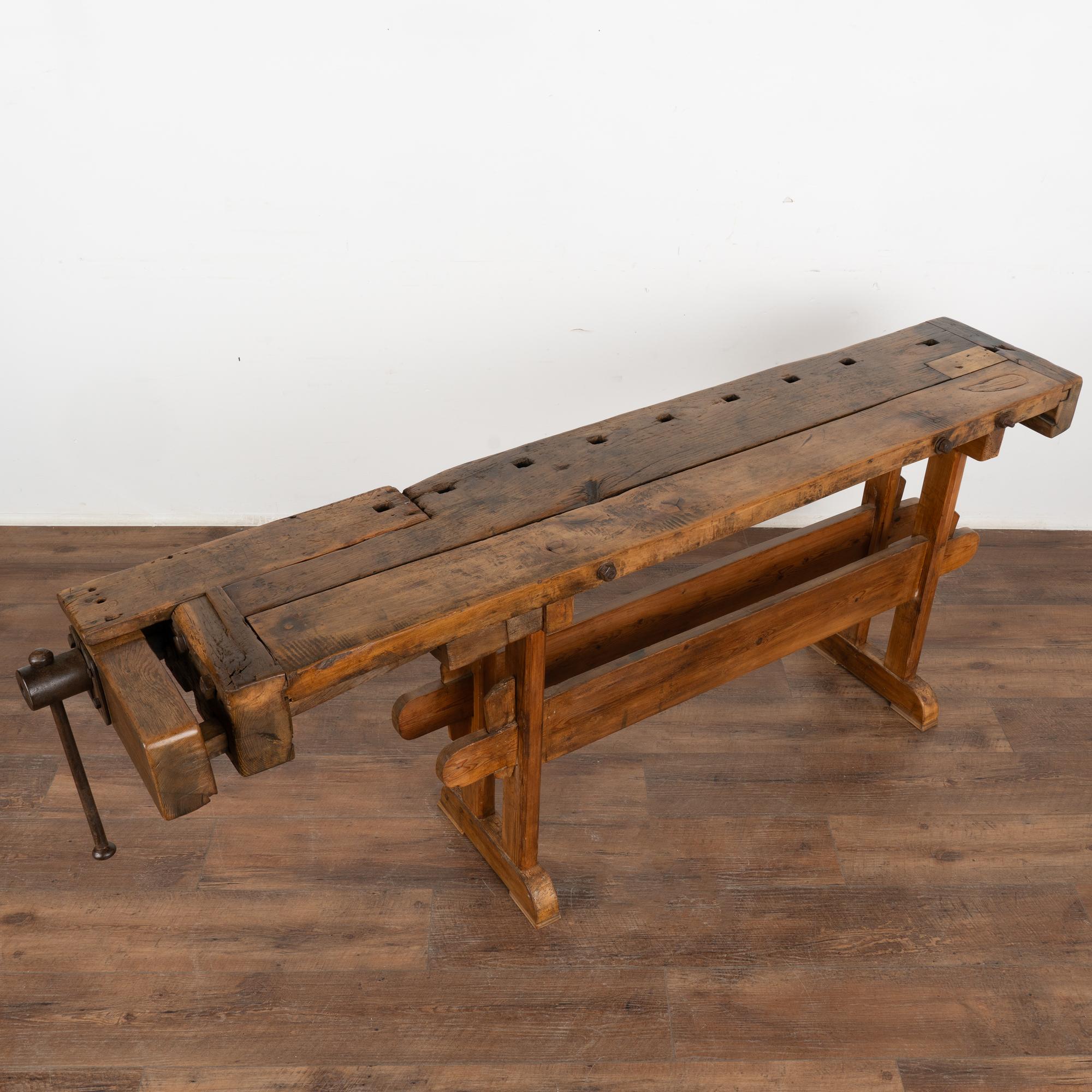 Carpenters Workbench Rustic Narrow Console Table, Denmark circa 1900's 6