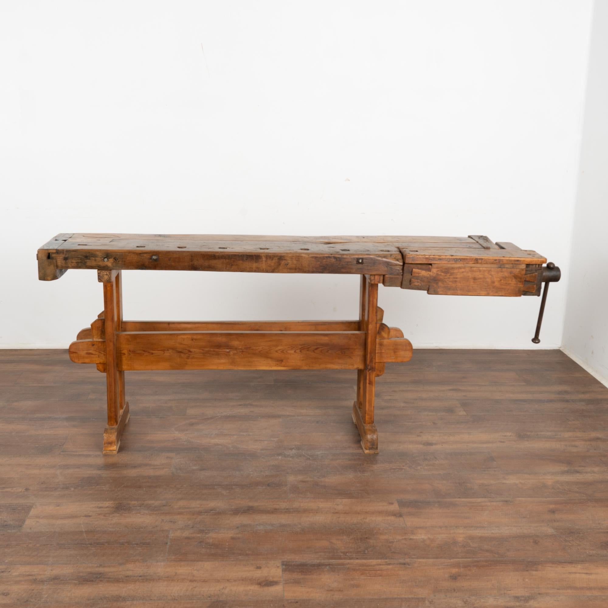 Danish Carpenters Workbench Rustic Narrow Console Table, Denmark circa 1900's