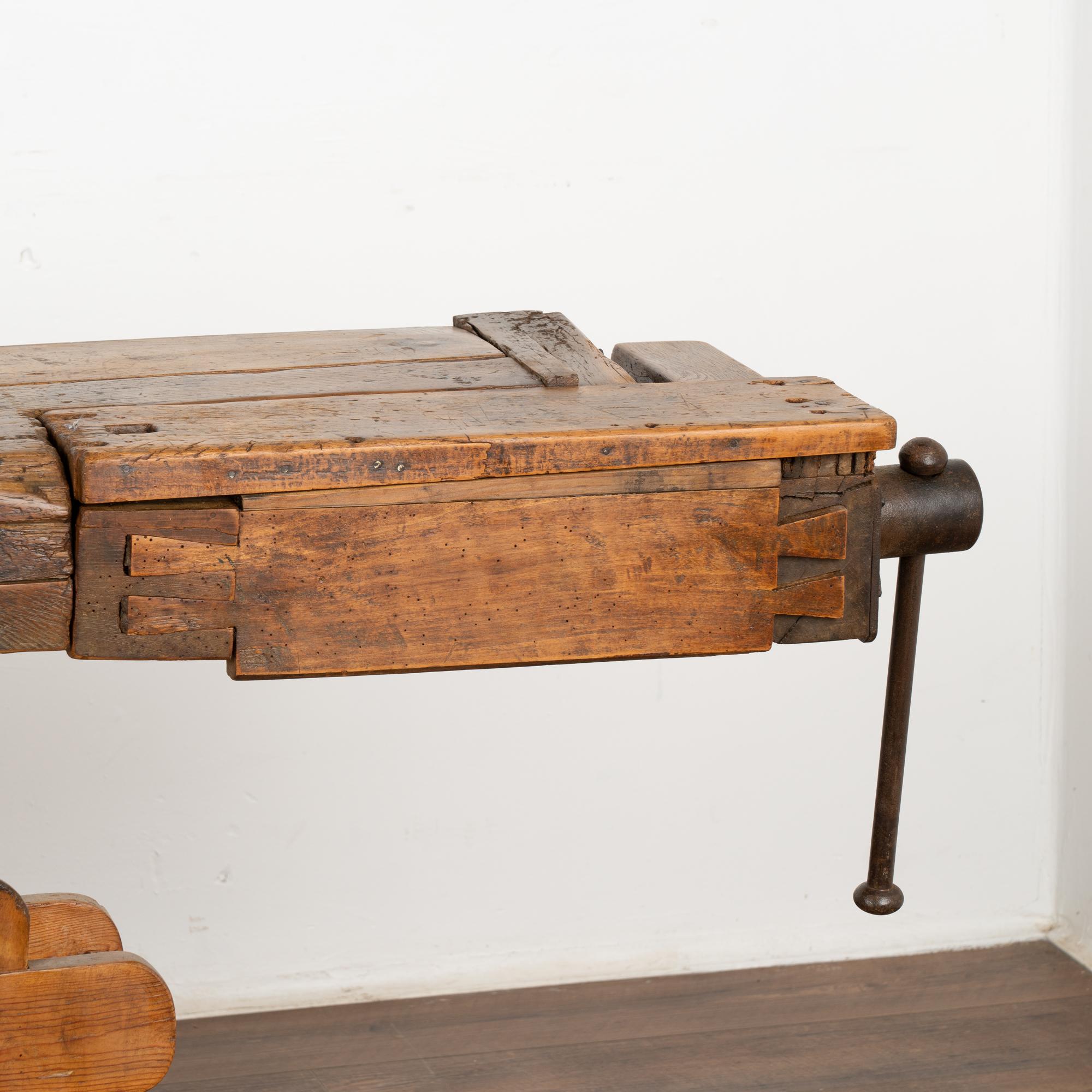 Metal Carpenters Workbench Rustic Narrow Console Table, Denmark circa 1900's
