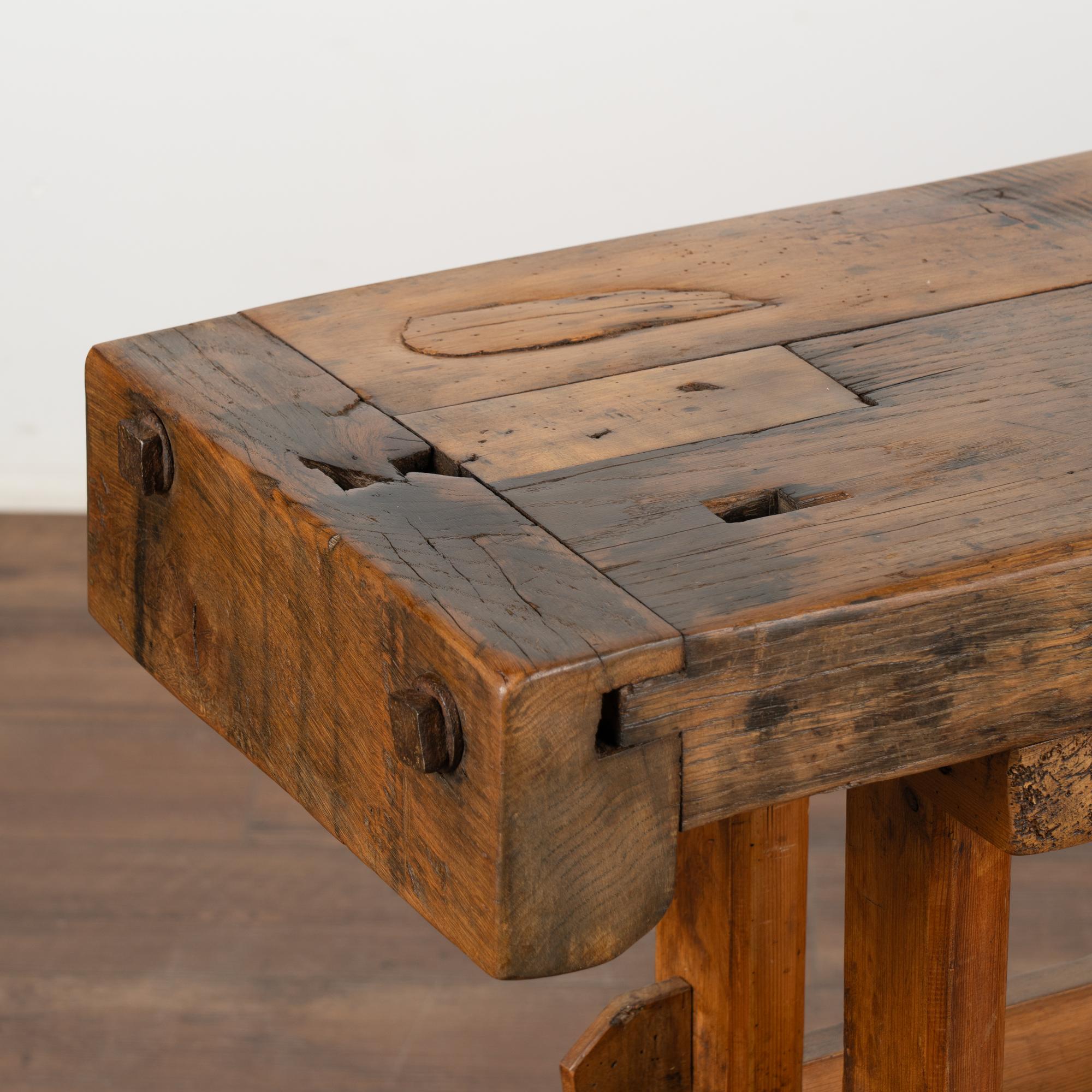 Carpenters Workbench Rustic Narrow Console Table, Denmark circa 1900's 1