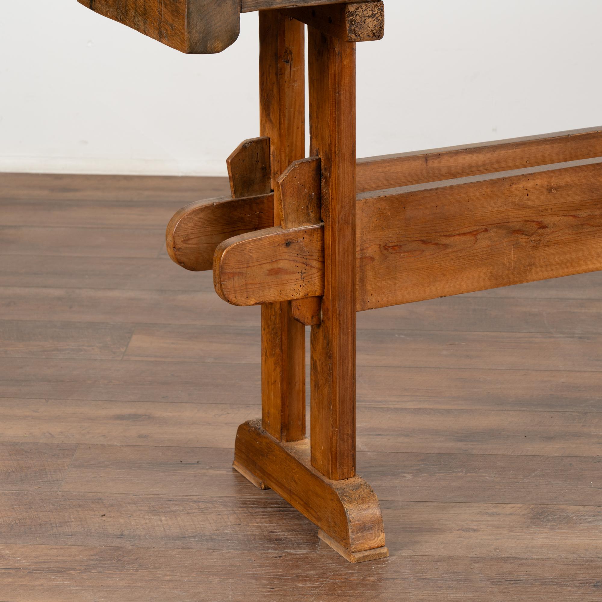 Carpenters Workbench Rustic Narrow Console Table, Denmark circa 1900's 3