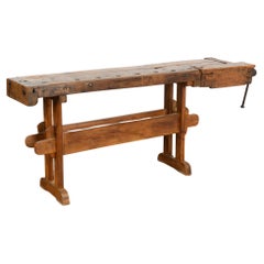 Carpenters Workbench Rustic Narrow Console Table, Denmark circa 1900's