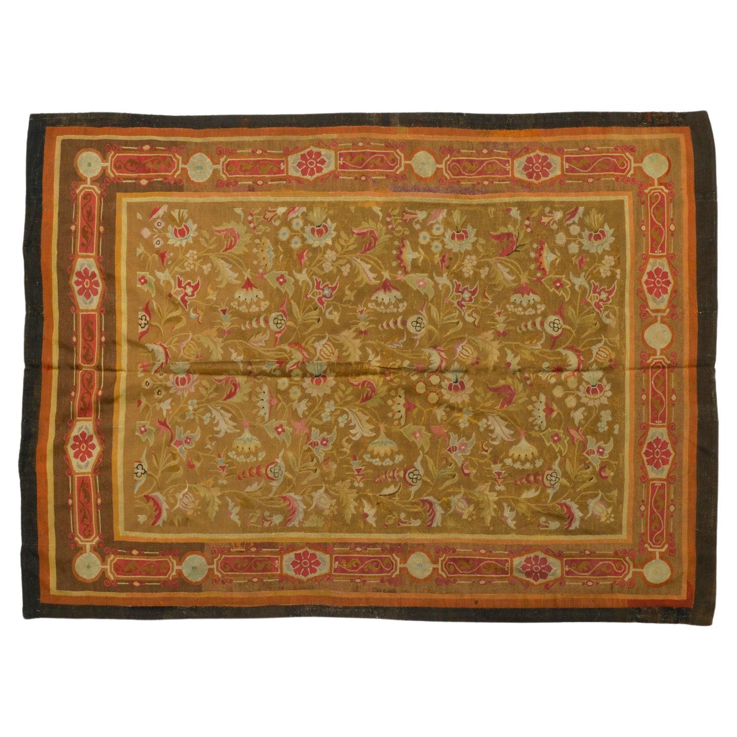 1800 France-Carpet Aubusson hand-woven wool For Sale