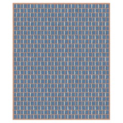 Carpet Blue Bauhaus Mare Plaid Rectangular Wool Silk Patterned, in Stock