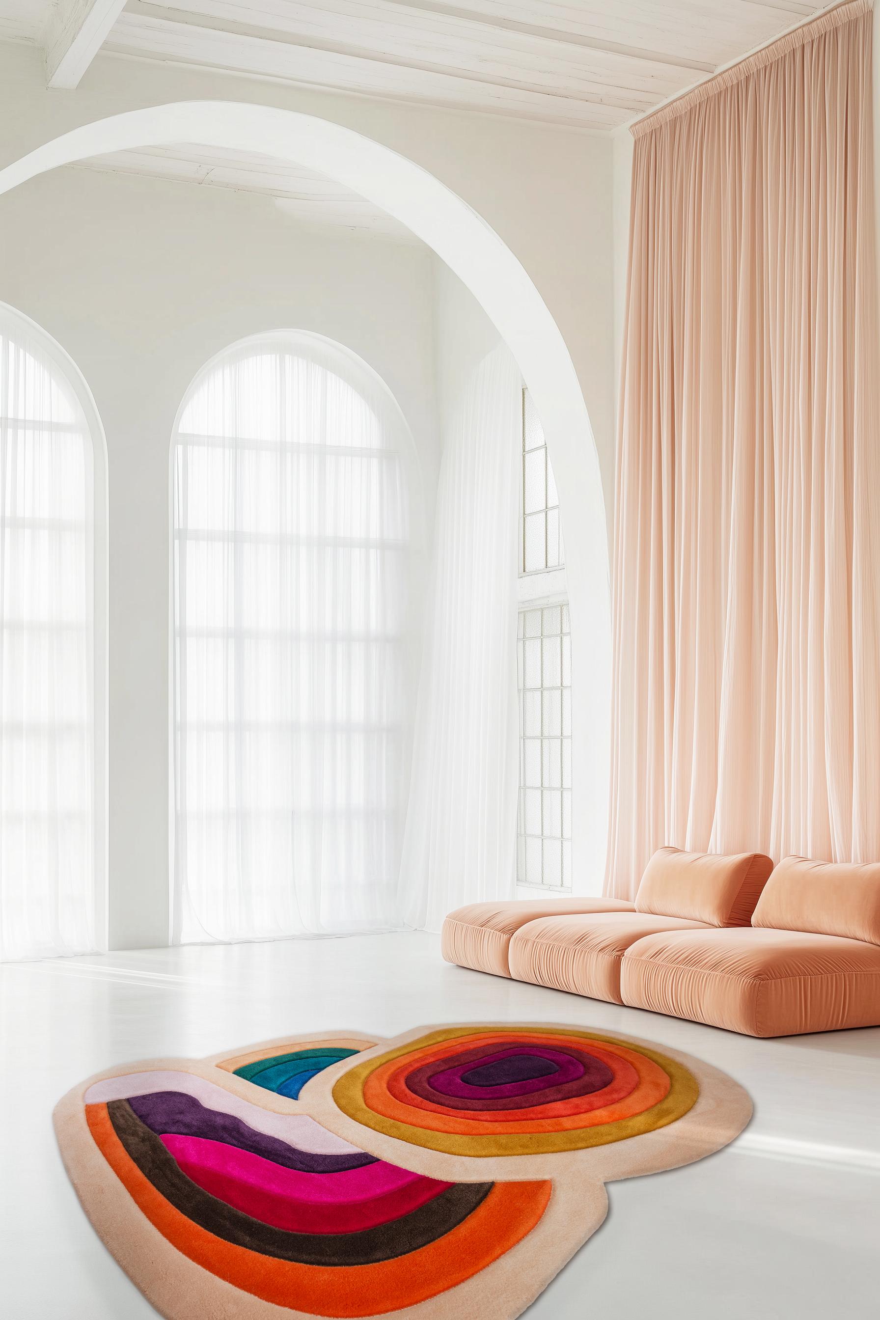 Dutch Carpet Bomba by Milla Novo 100% wool Tufted design Rug Inspired by 70s For Sale