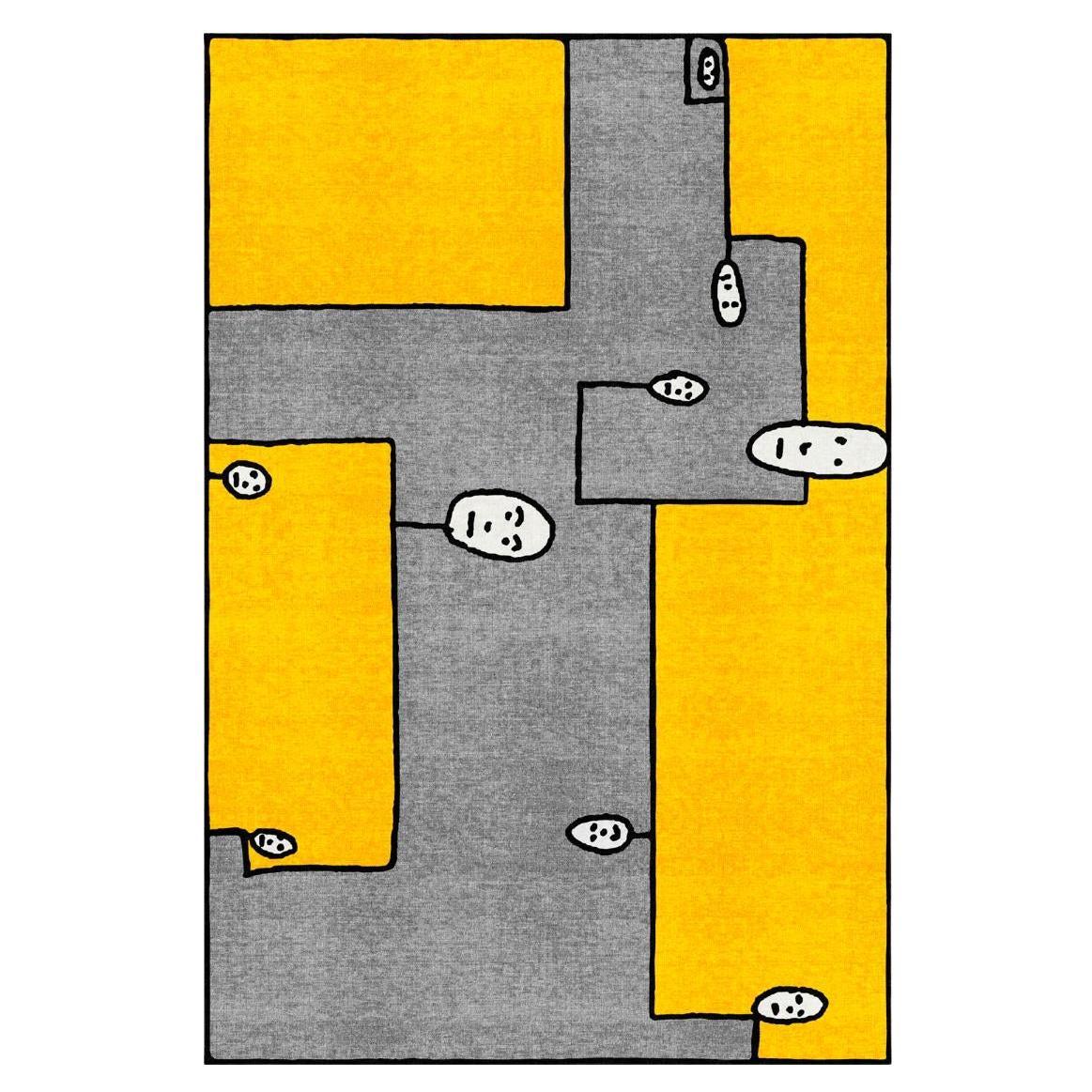 Carpet Dog Yellow Rectangular in Non-slip Polyester & Polyamide by Andrea Branzi