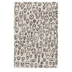 Tapis Floating Faces blanc en polyester et polyamide non-slip par Andrea Branzi