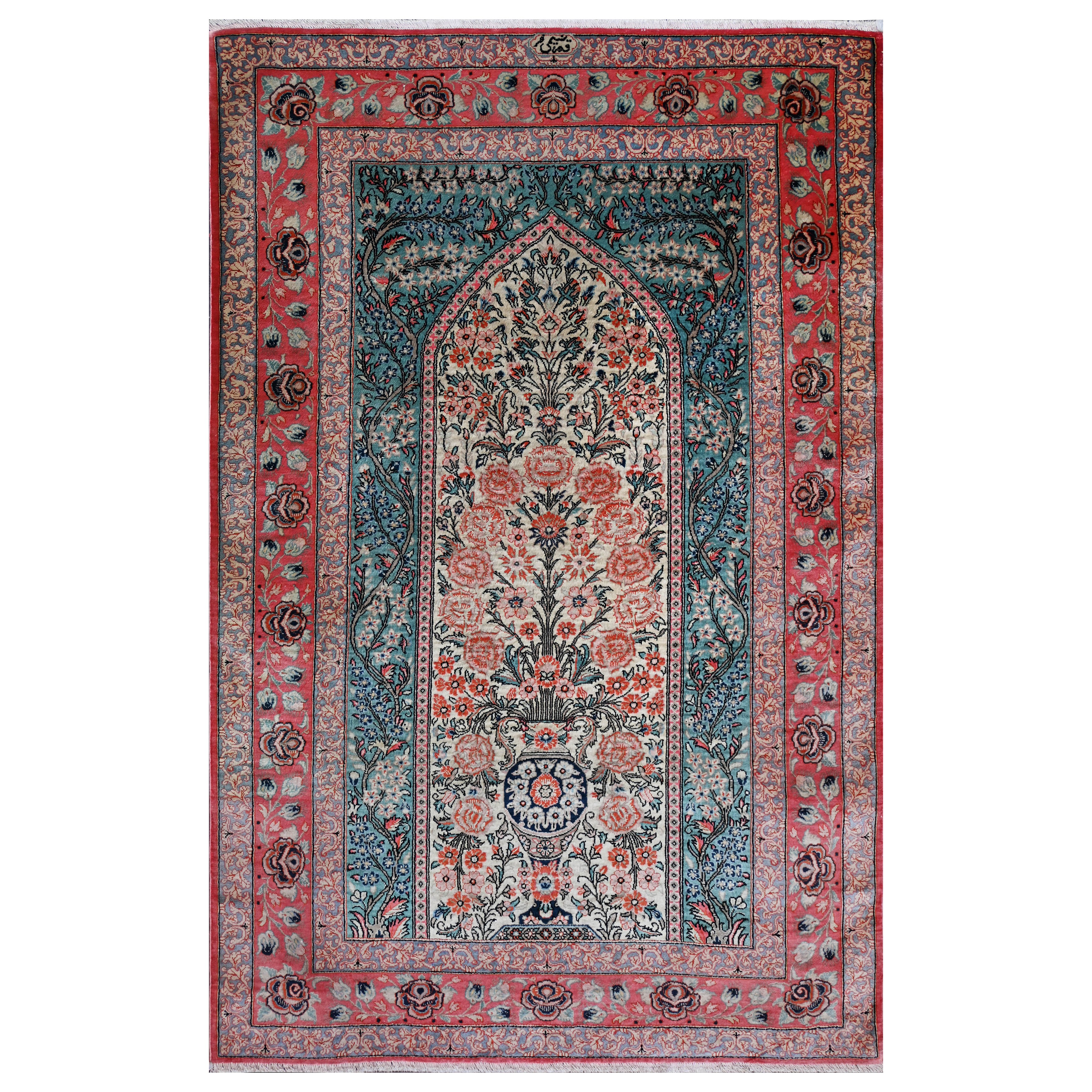 Tappeto del Regno di Persia, interamente in seta - CIRCA 1980 - N. 1593