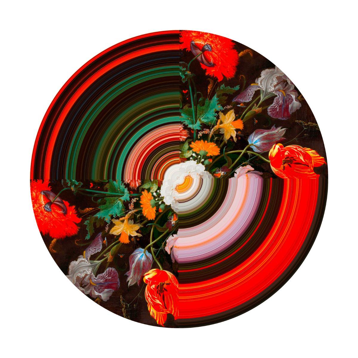 Carpet Glitch Round Half in Non-slip Polyester & Polyamide by Richard Hutten In New Condition For Sale In Brooklyn, NY