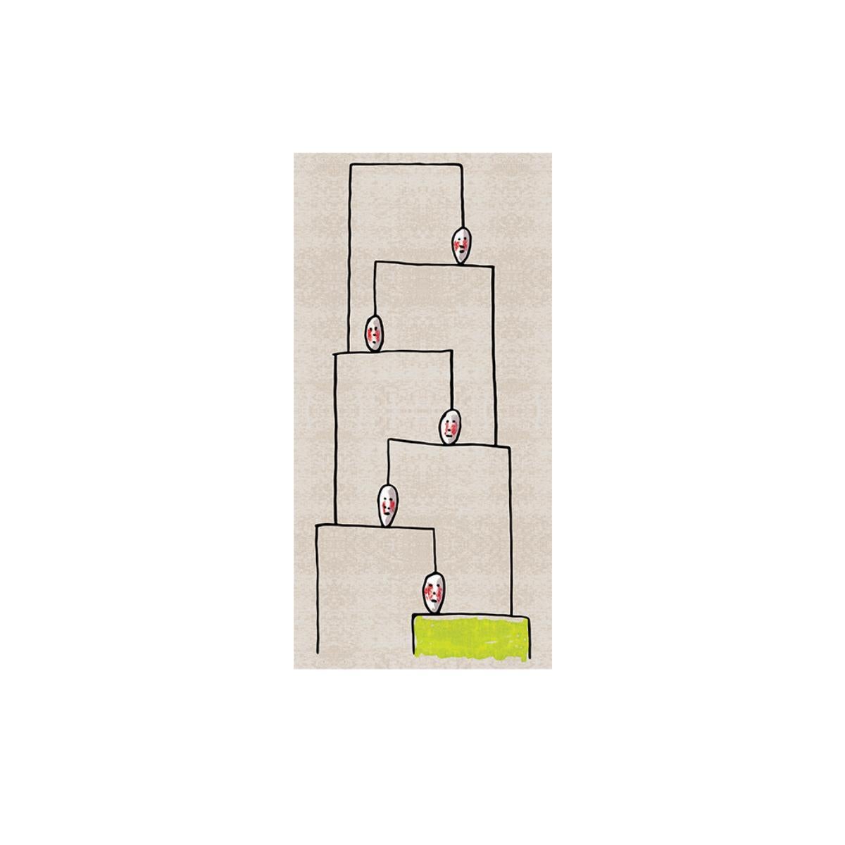 La collezione di tappeti Genetic Tales disegnata da Andrea Branzi presenta 15 disegni unici in tre diverse dimensioni: 200x300, 200x200 e 100x200. Ogni tappeto esplora la connessione tra genetica e design, creando un ponte tra la produzione di massa