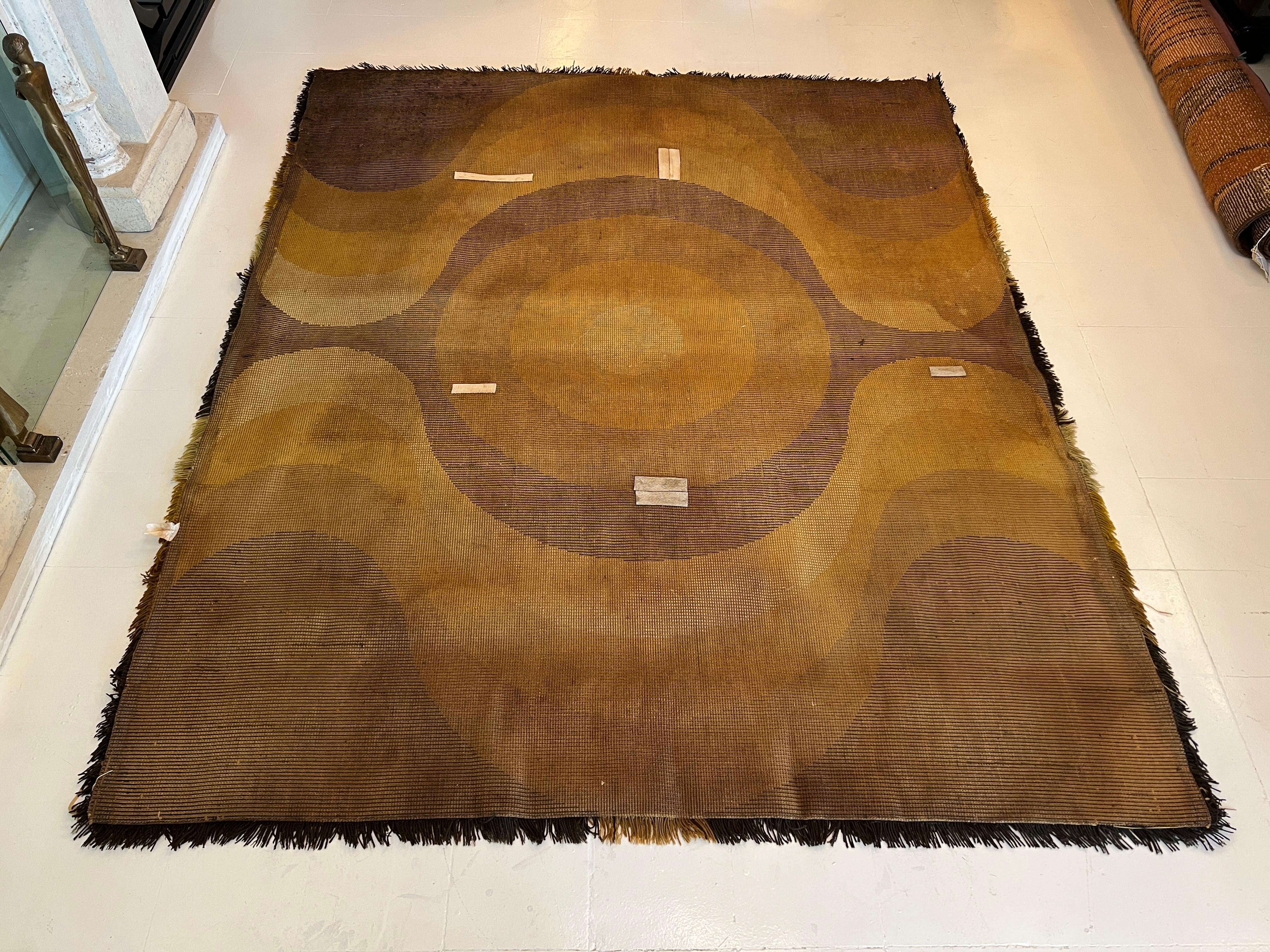 Carpet in yellow, orange and brown, 1960 For Sale 6