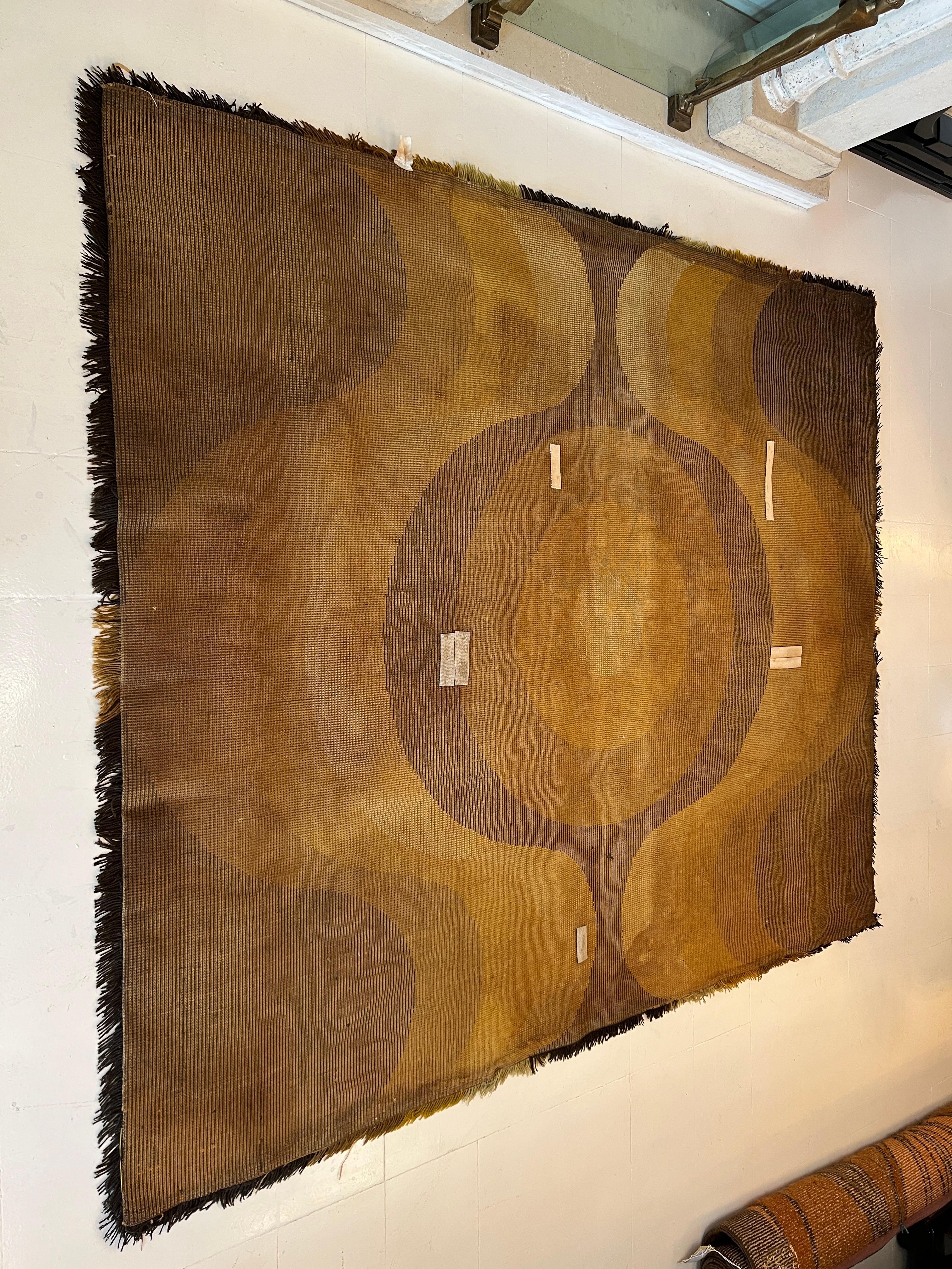 Carpet in yellow, orange and brown, 1960 For Sale 7