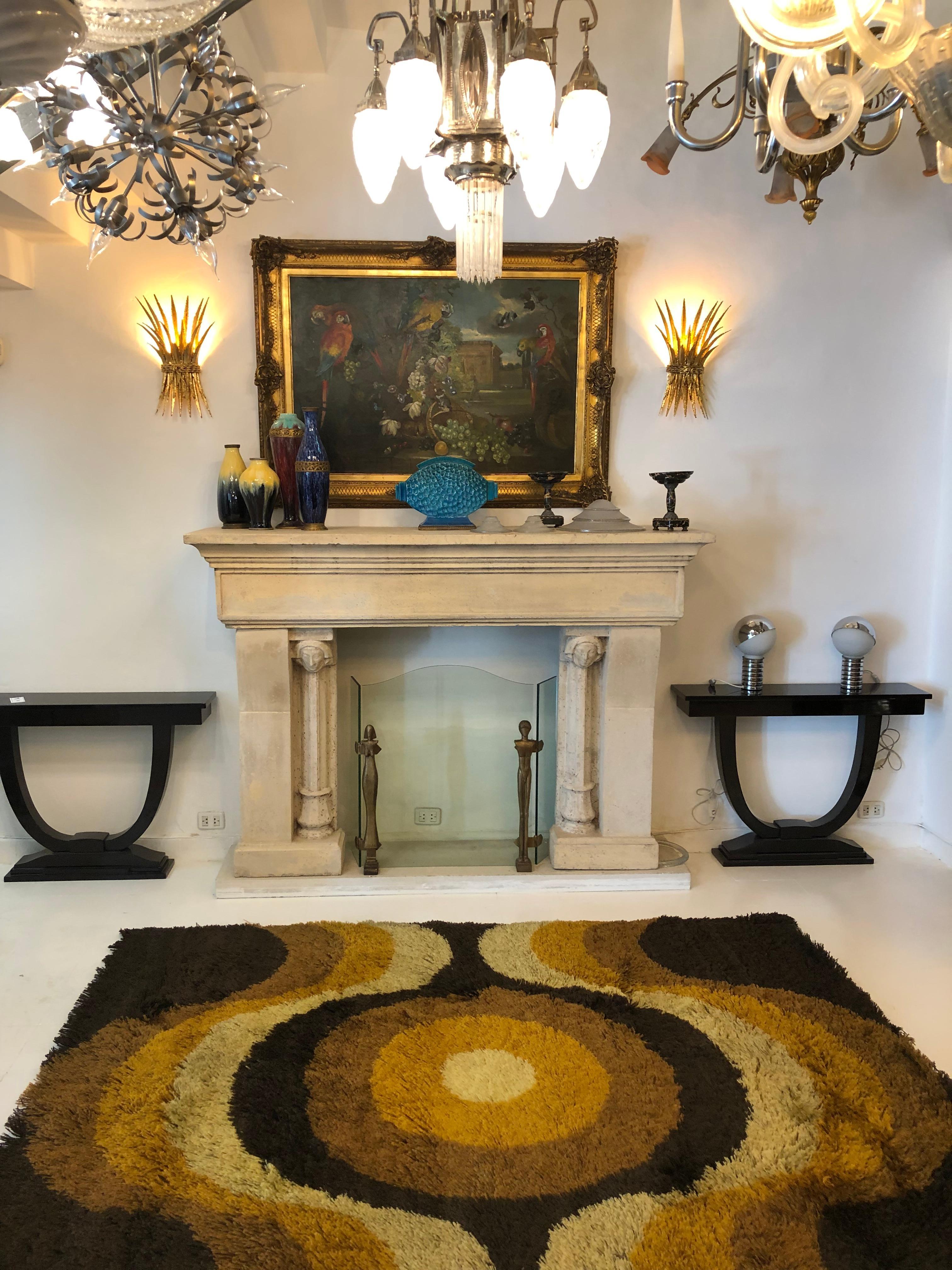 Mid-Century Modern Carpet in yellow, orange and brown, 1960 For Sale