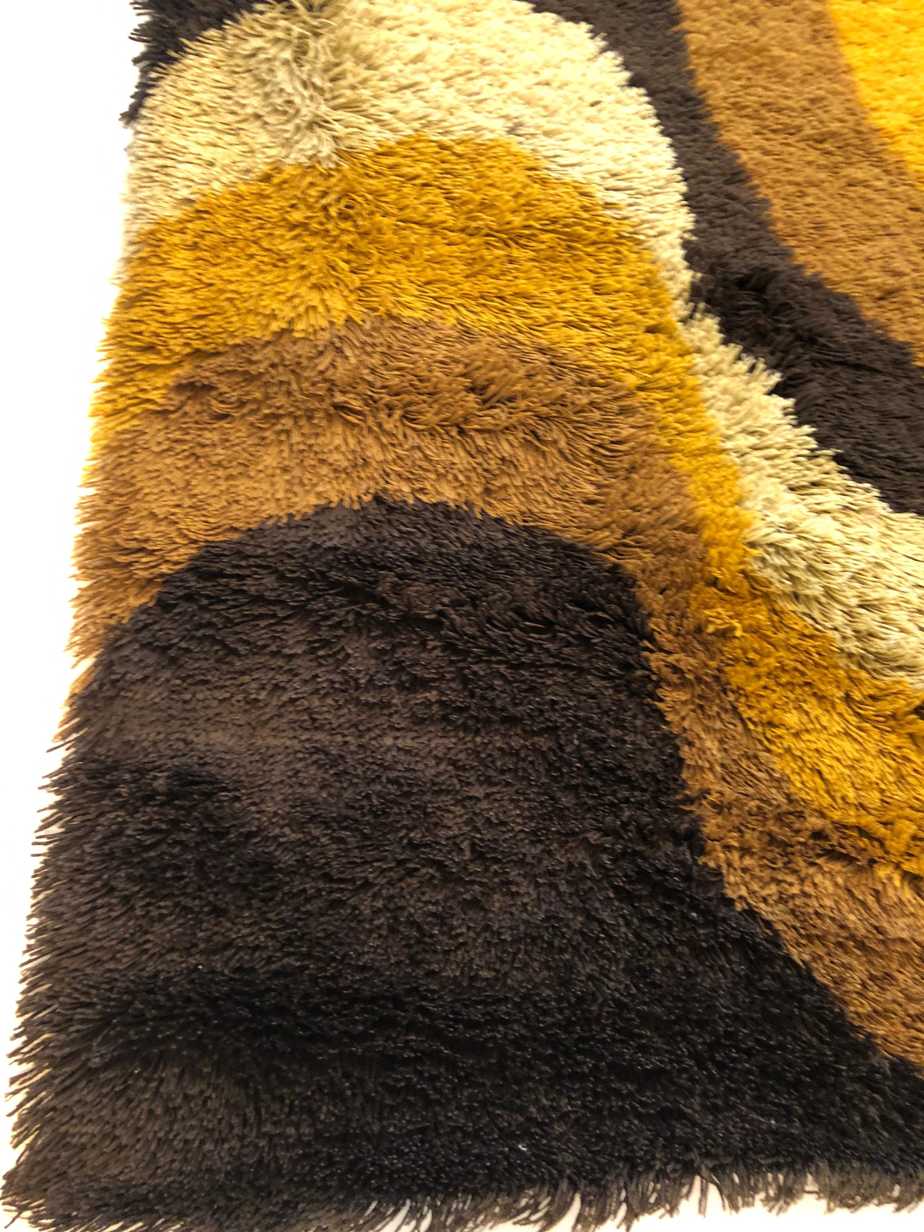 Danish Carpet in yellow, orange and brown, 1960 For Sale
