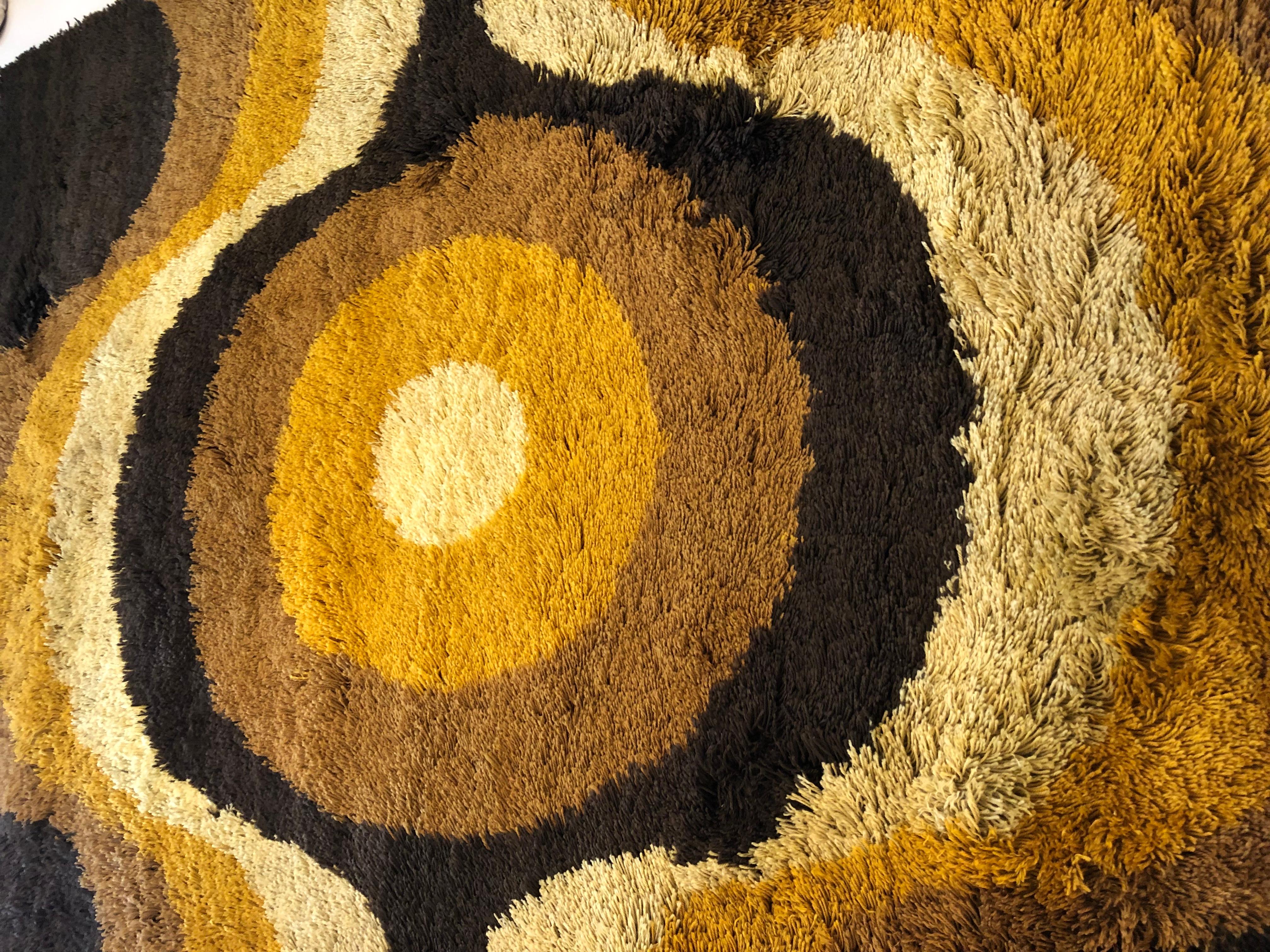 Mid-20th Century Carpet in yellow, orange and brown, 1960 For Sale