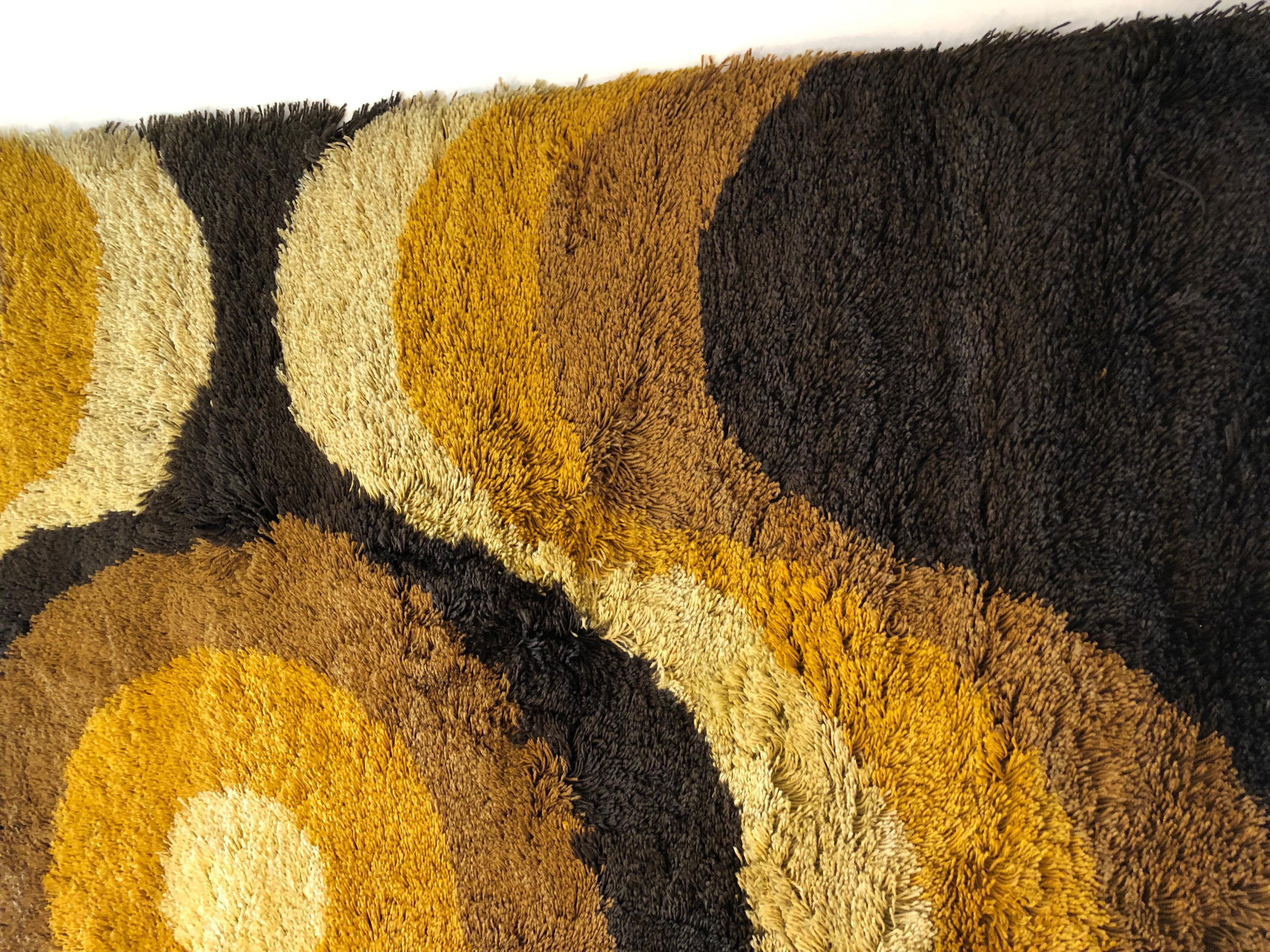 Wool Carpet in yellow, orange and brown, 1960 For Sale