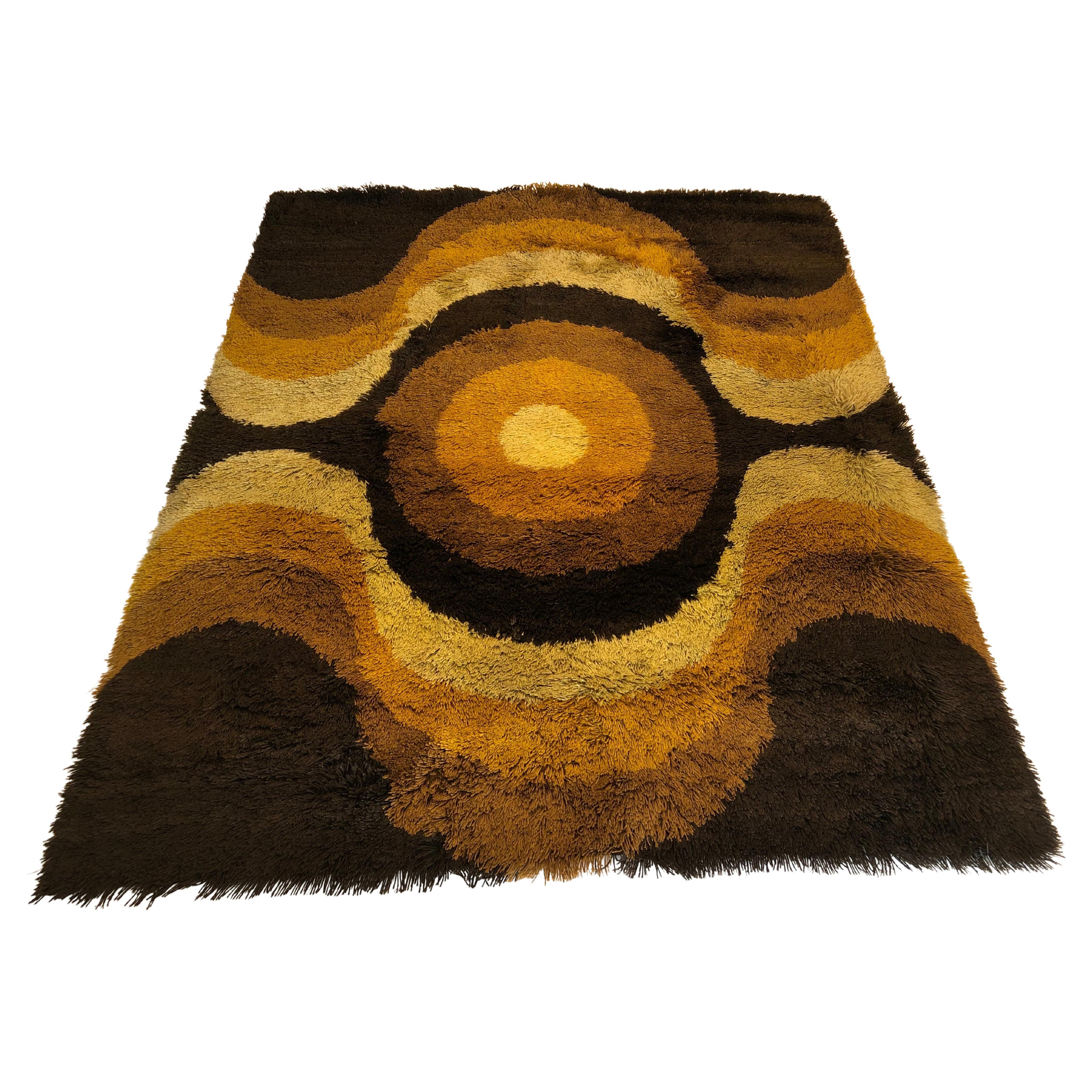 Tapis jaune, orange et brun, 1960