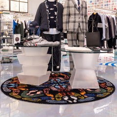 Carpet Let's Dance Human Traces Dark Round in Non-slip Polyester & Polyamide