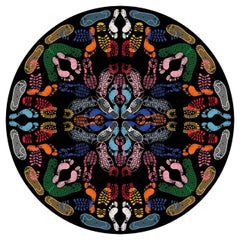 Carpet Let's Dance Human Traces Dark Round in Non-slip Polyester & Polyamide