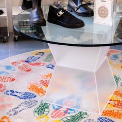 Carpet Let's Dance Human Traces Light Round in Non-slip Polyester & Polyamide