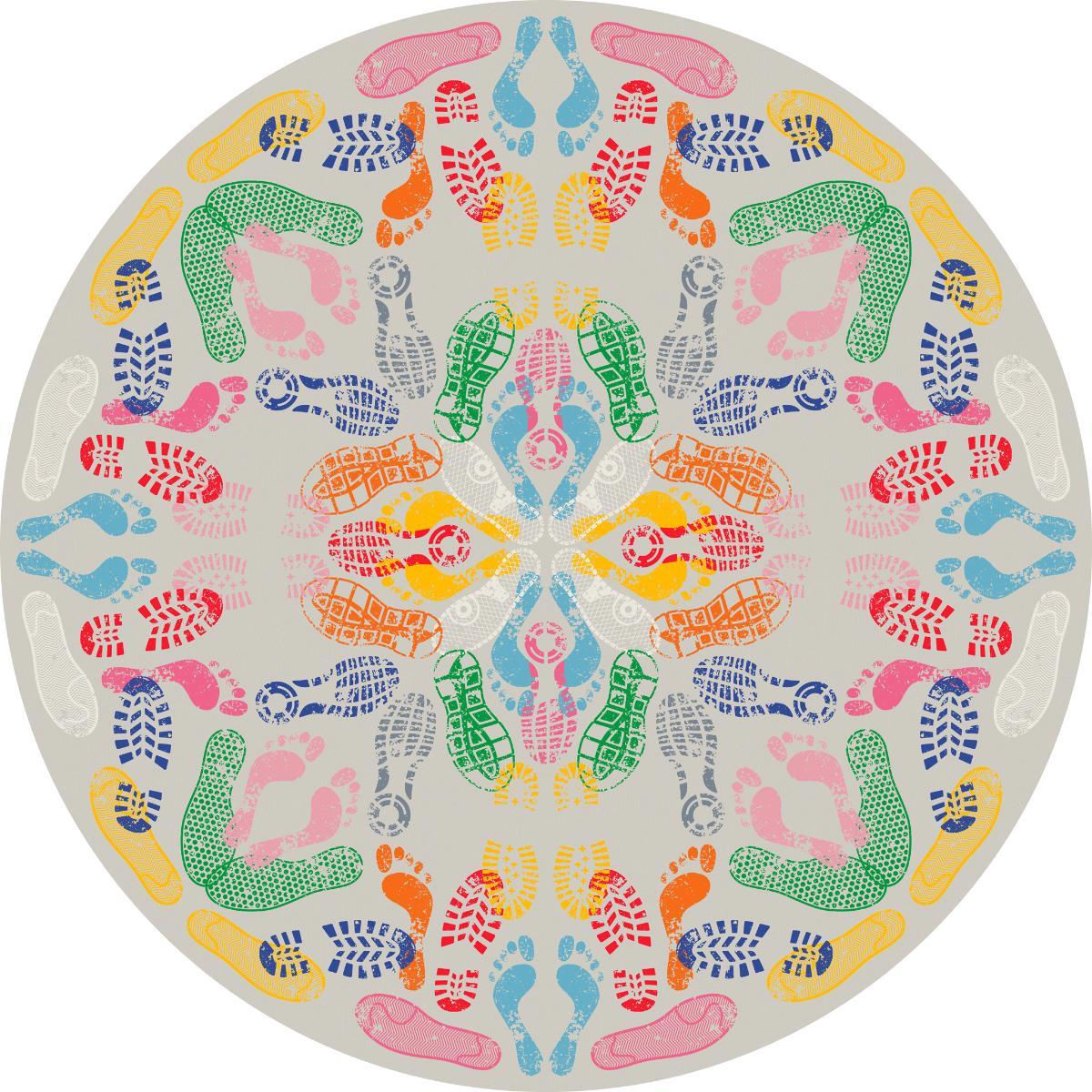 Carpet Let's Dance Human Traces Leuchte Hell Rund in Non-Slip Polyester & Polyamide im Zustand „Neu“ im Angebot in Brooklyn, NY
