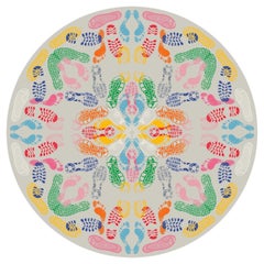 Carpet Let's Dance Human Traces Light Round in Non-slip Polyester & Polyamide
