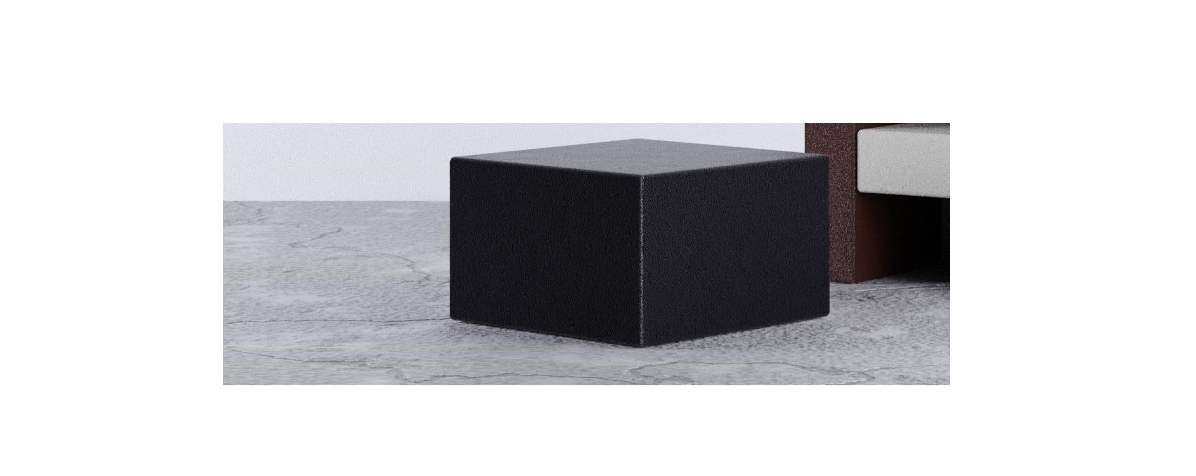 Carpet matter block side table by Riccardo Cenedella
Dimensions: 50 x 50 x H 30 cm
Materials: Waste synthetic carpet, wood structure.

I am Riccardo Cenedella I graduated in Product Design from Politecnico di Torino in 2016 and straight after my