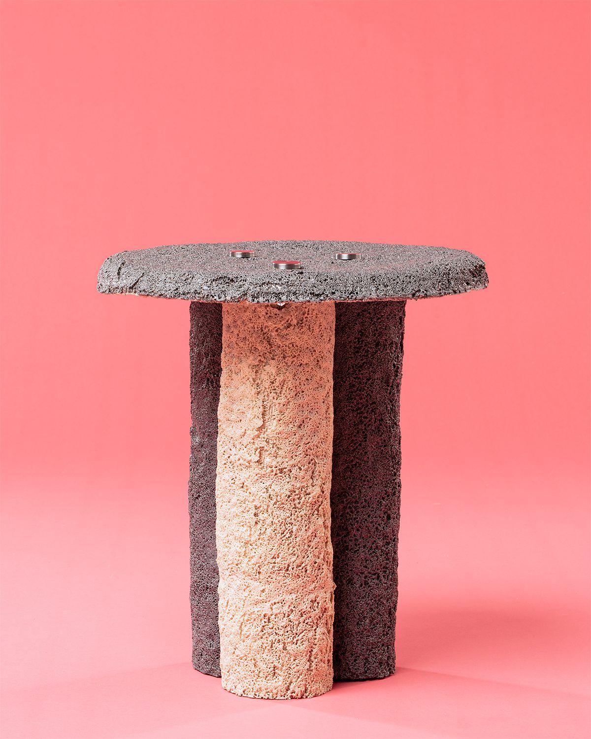 Carpet matter side table by Riccardo Cenedella.
Dimensions: 45 x 45 x H 47 cm.
Materials: Waste Synthetic carpet.

I am Riccardo Cenedella I graduated in Product Design from Politecnico di Torino in 2016 and straight after my graduation I