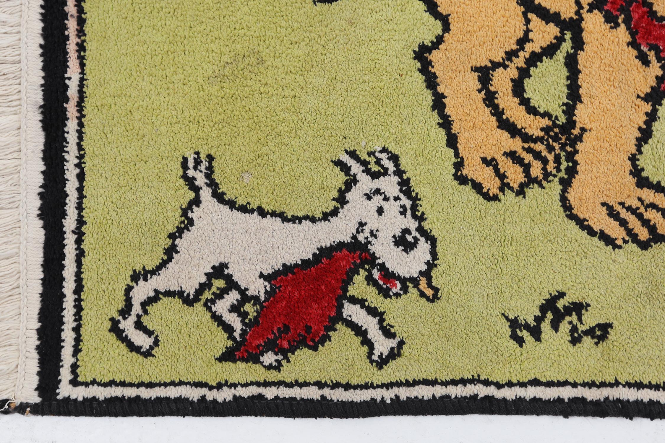 Rare carpet of Tintin in Africa. a rare collectors item or for in a kids room.
