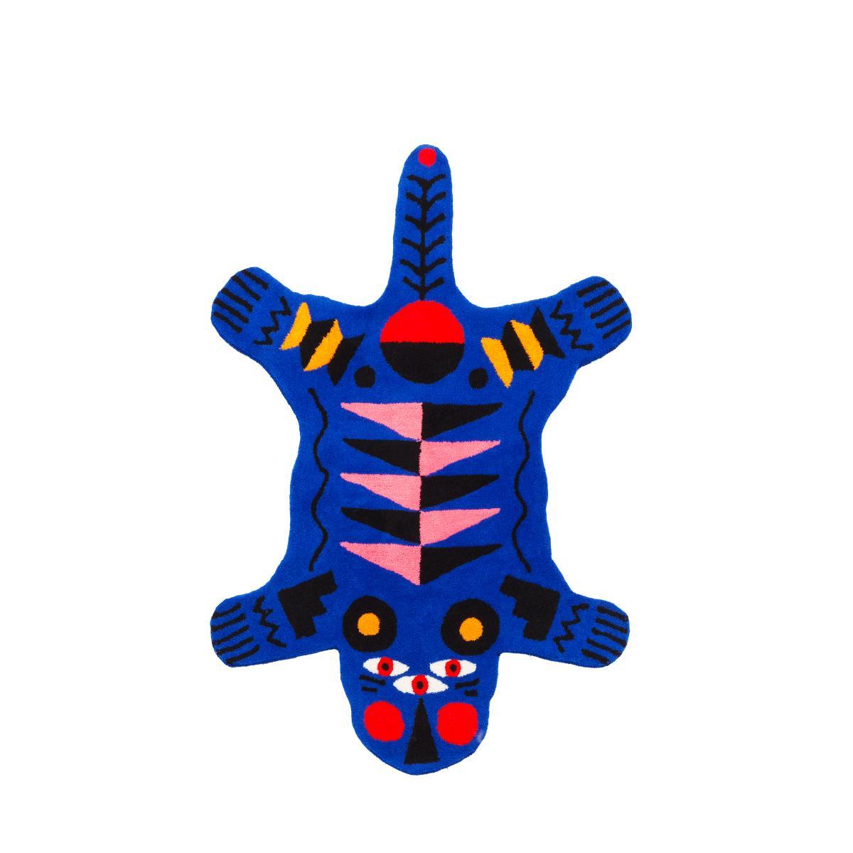 Carpet Oggian Blue Panther L (Shaped) in Acrylic Hand Tufted by Marco Oggian In New Condition For Sale In Brooklyn, NY