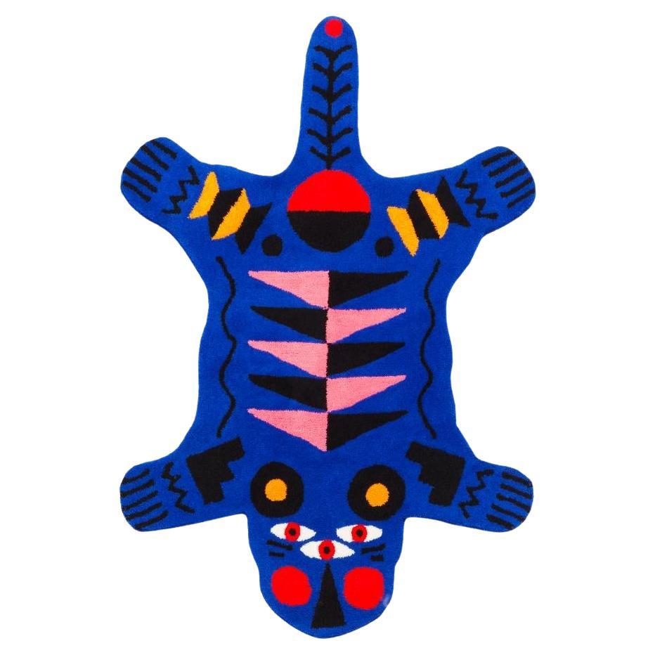Carpet Oggian Blue Panther L (Shaped) in Acrylic Hand Tufted by Marco Oggian For Sale
