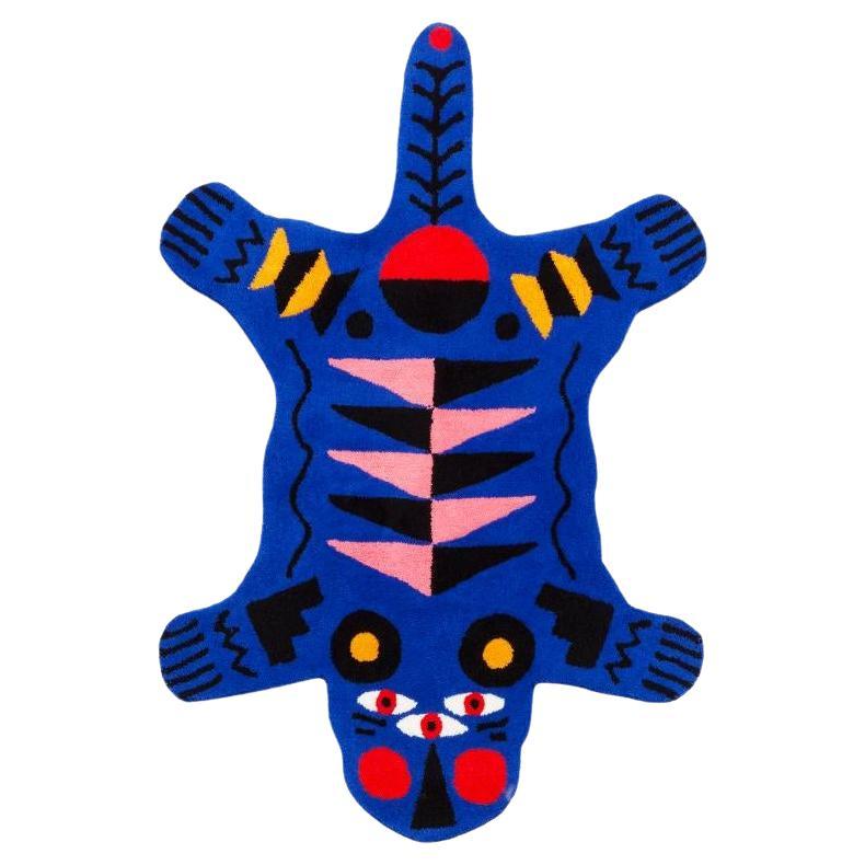 Carpet Oggian Blue Panther M (Shaped) in Acrylic Hand Tufted by Marco Oggian