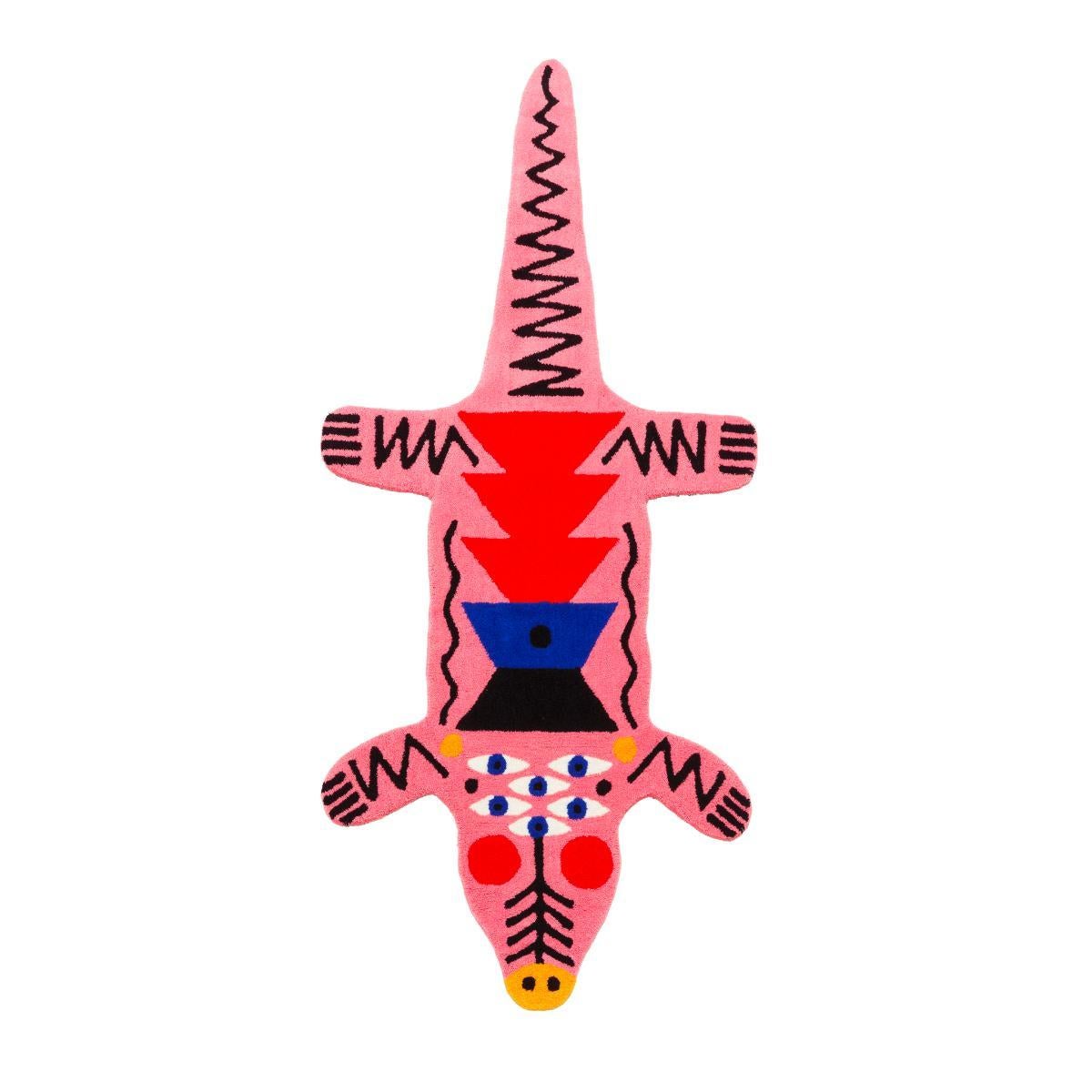 Teppich Oggian Crocopink L (förmig) aus Acryl, handgetuftet von Marco Oggian im Zustand „Neu“ im Angebot in Brooklyn, NY