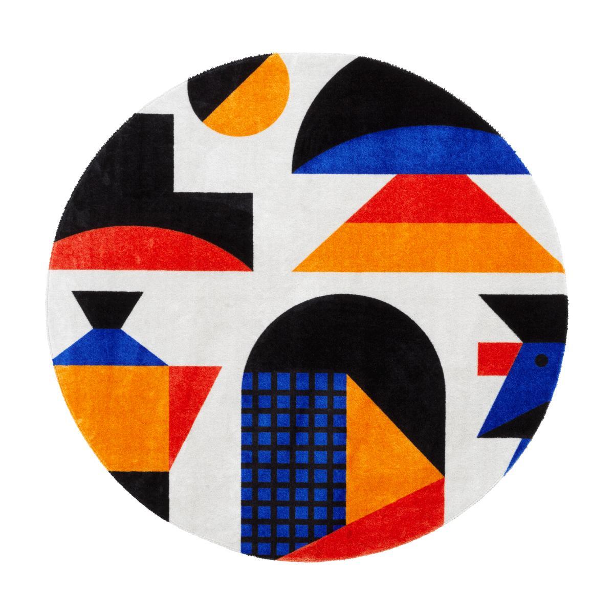 Belge Tapis Oggian Italian Vibes Round en polyester et polyamide non-slip en vente