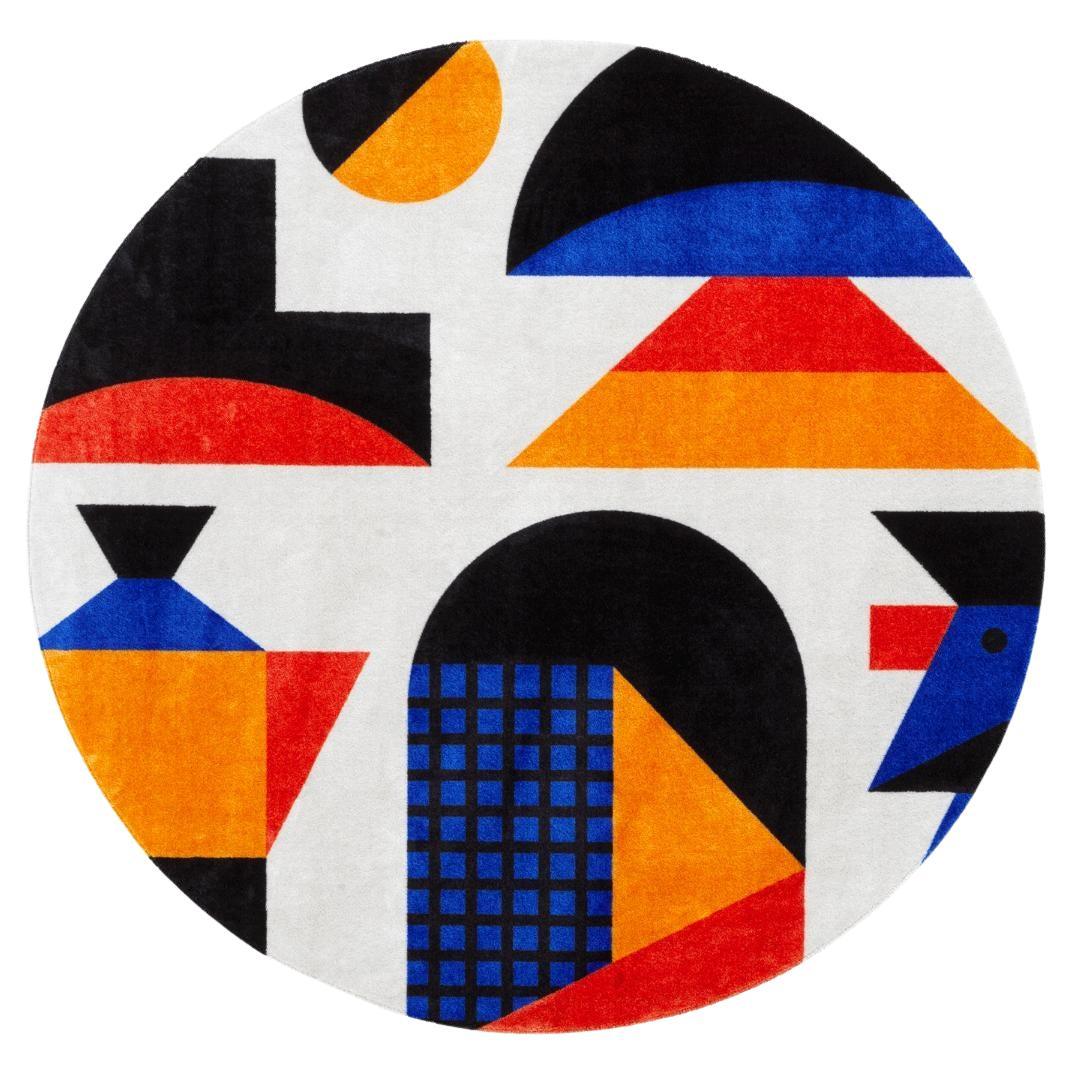 Tapis Oggian Italian Vibes Round en polyester et polyamide non-slip en vente