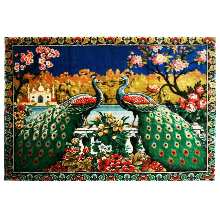 Carpet, Tapestry Wall Decoration Chinoiserie Style, Spain, 1970s For Sale at 1stDibs